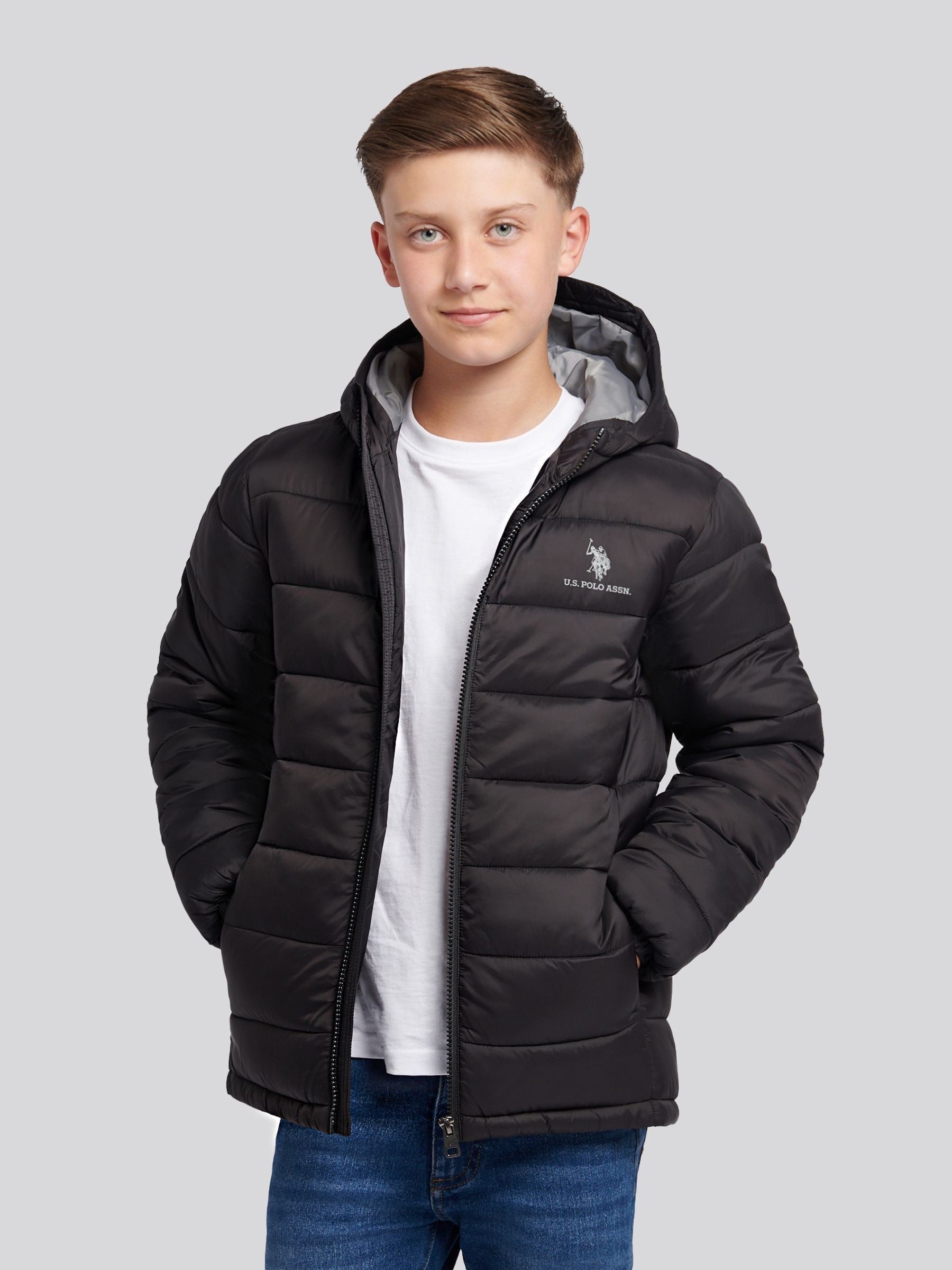 Dsiney Kidz - U.S. Polo Assn. Black Hooded Quilted Jacket image 2