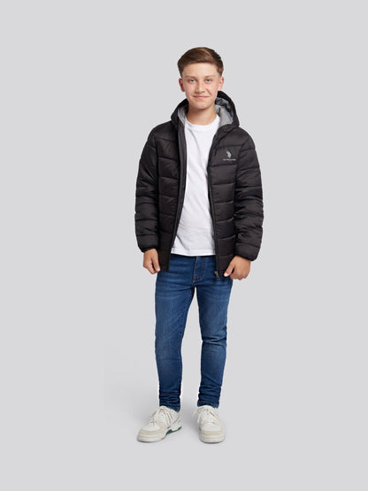 Dsiney Kidz - U.S. Polo Assn. Black Hooded Quilted Jacket image 4