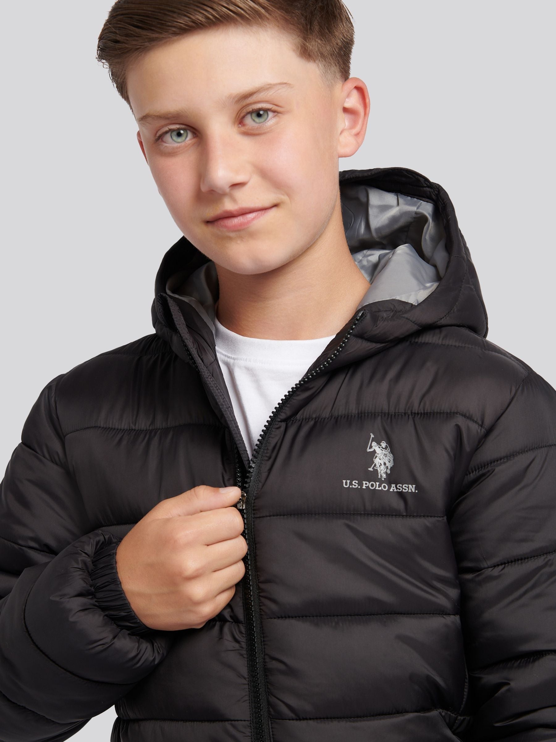 Dsiney Kidz - U.S. Polo Assn. Black Hooded Quilted Jacket image 5