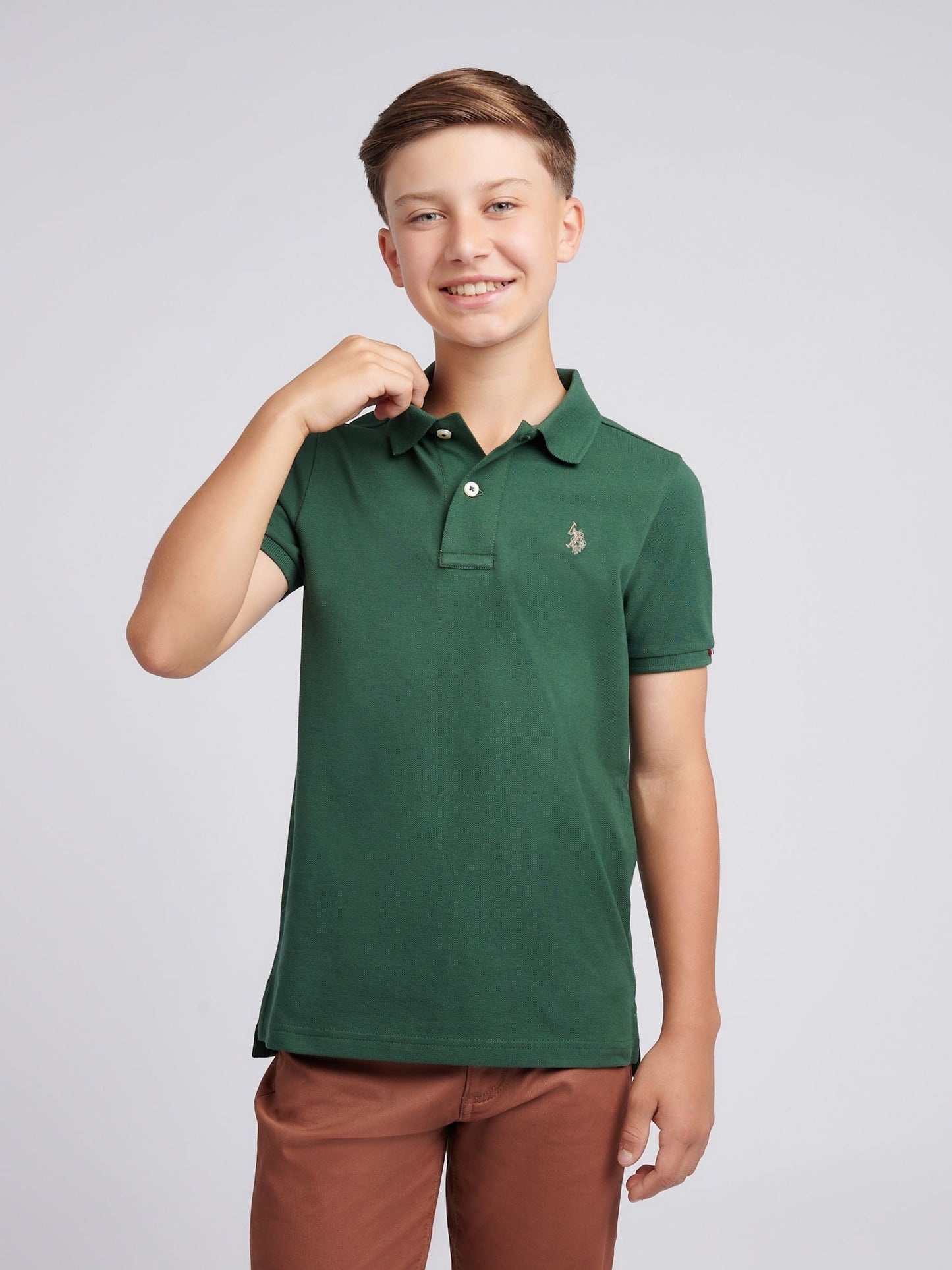 Dsiney Kidz - U.S. Polo Assn. Olive Green Double Horsemen Polo Shirt image 1