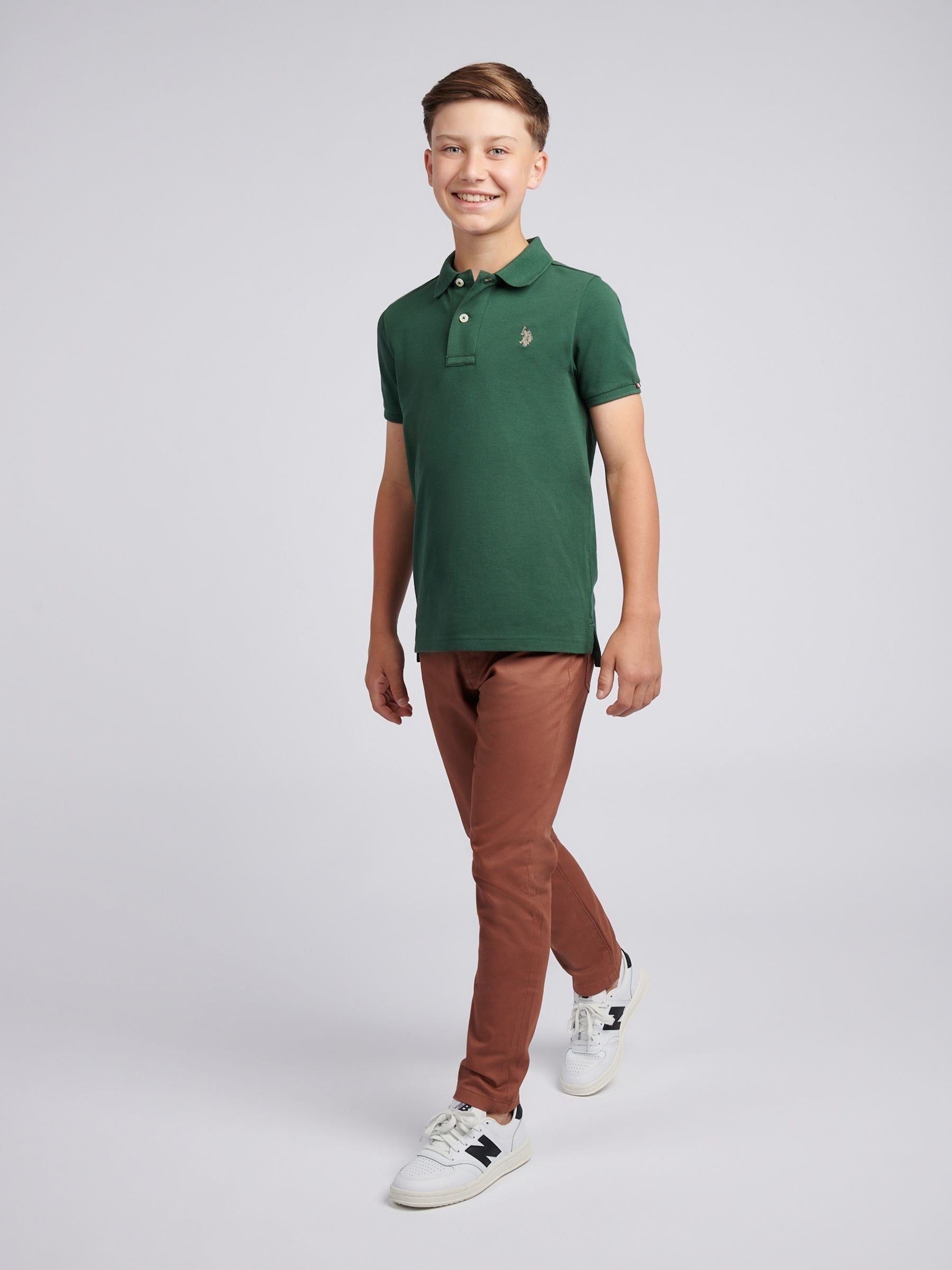 Dsiney Kidz - U.S. Polo Assn. Olive Green Double Horsemen Polo Shirt image 3