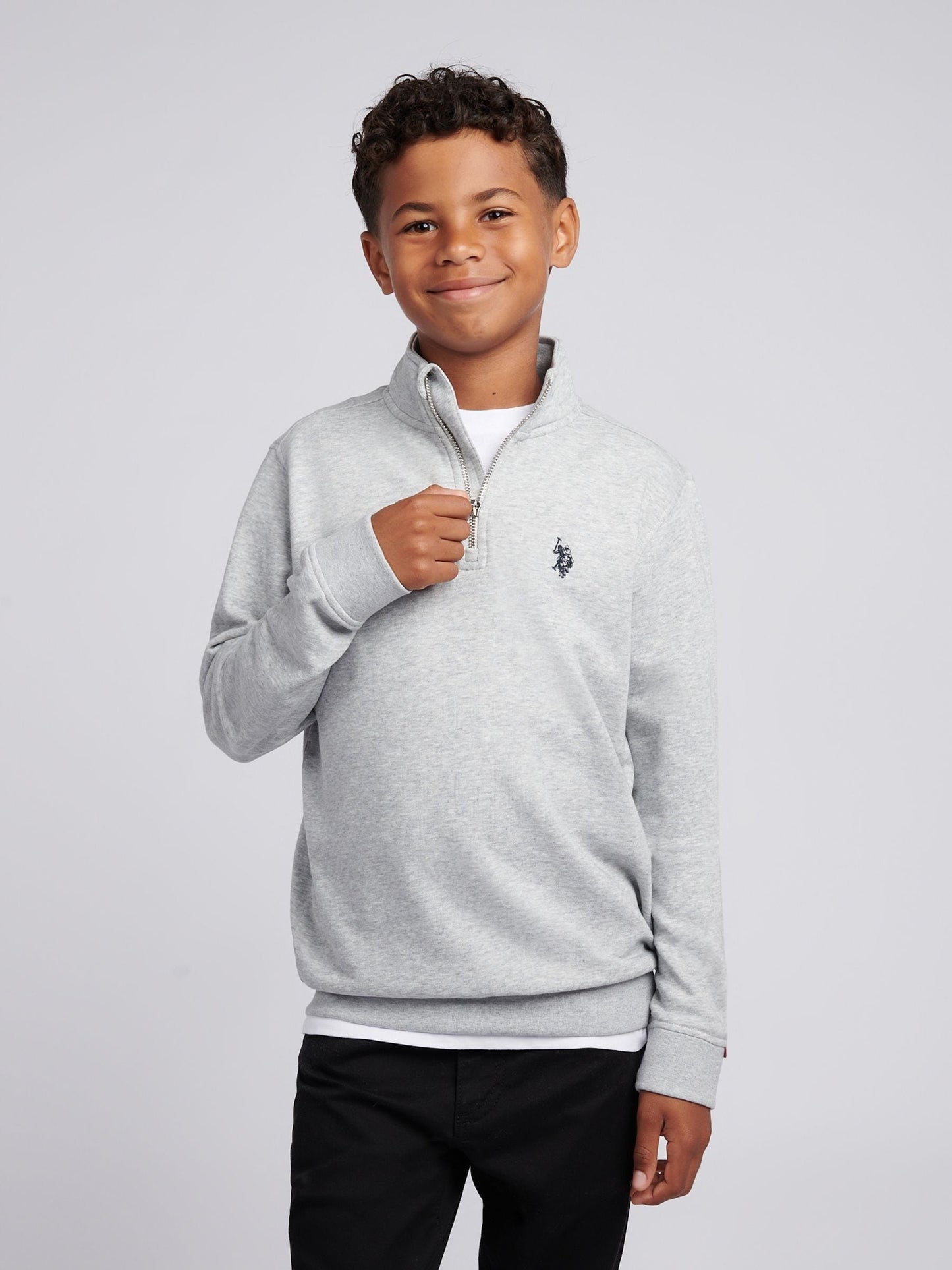 Dsiney Kidz - U.S. Polo Assn. Grey Double Horsemen ¼ Zip Sweatshirt image 1