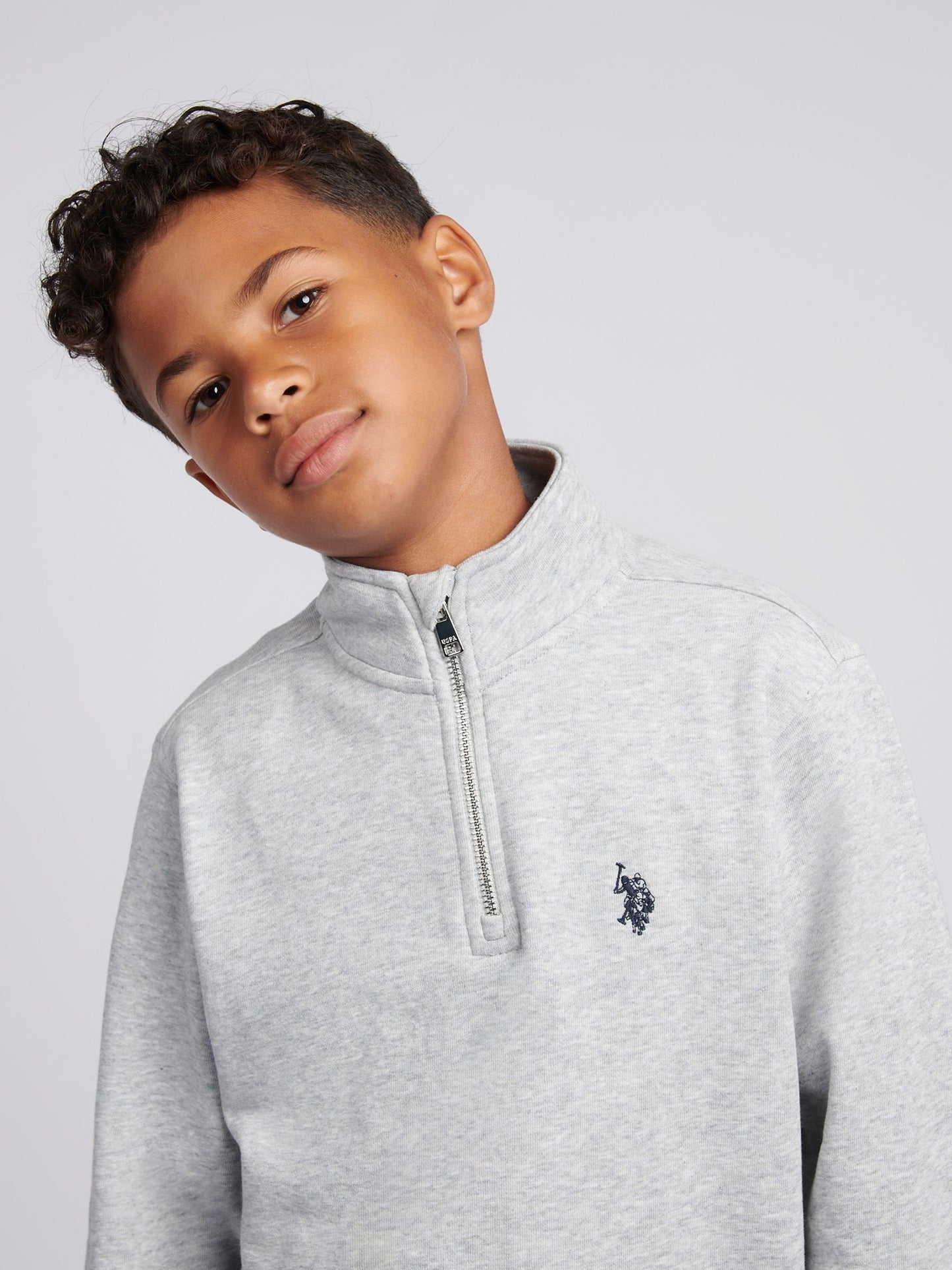 Dsiney Kidz - U.S. Polo Assn. Grey Double Horsemen ¼ Zip Sweatshirt image 2