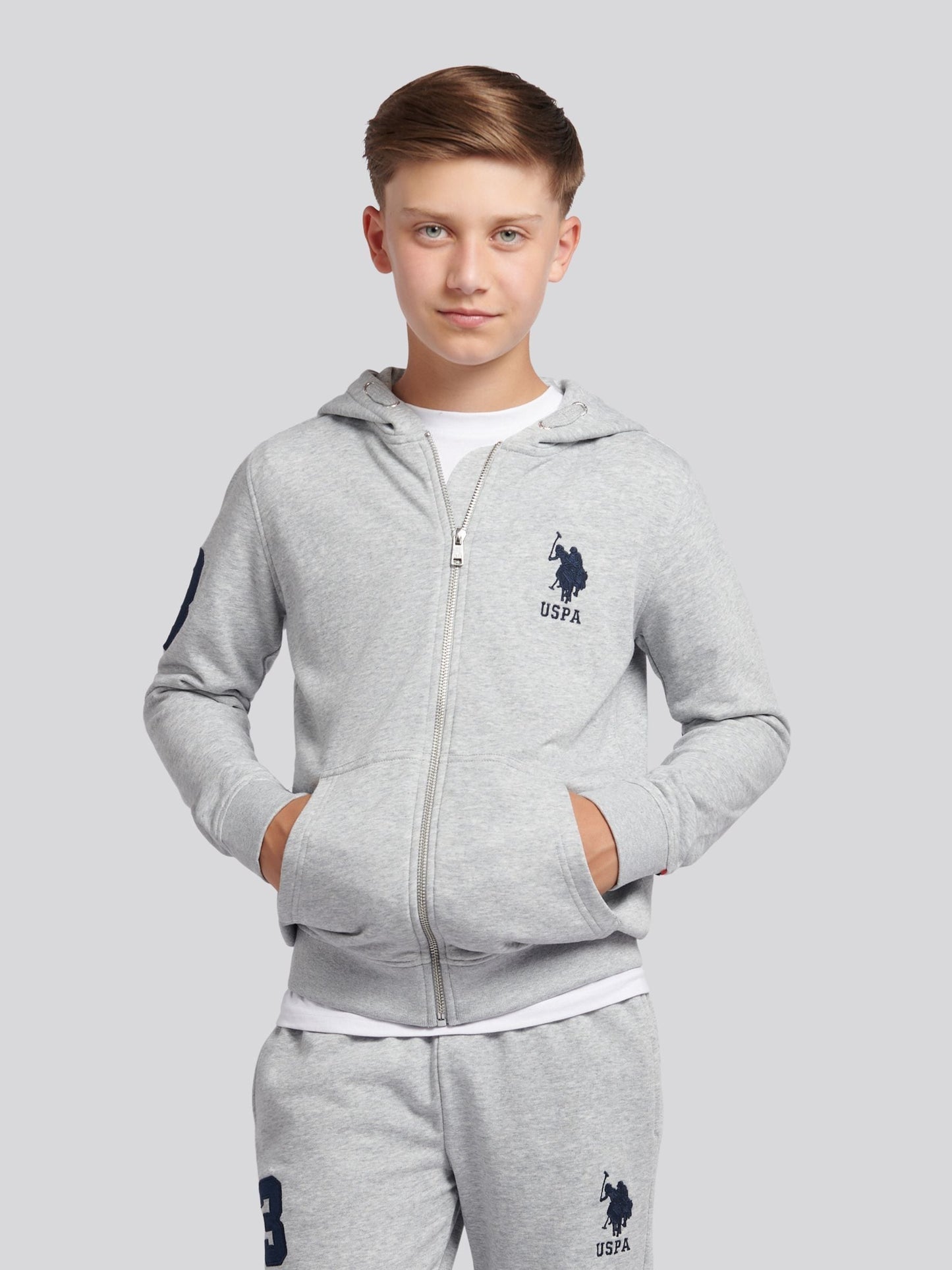 Dsiney Kidz - U.S. Polo Assn. Grey Boys Player 3 Zip Hoodie image 1