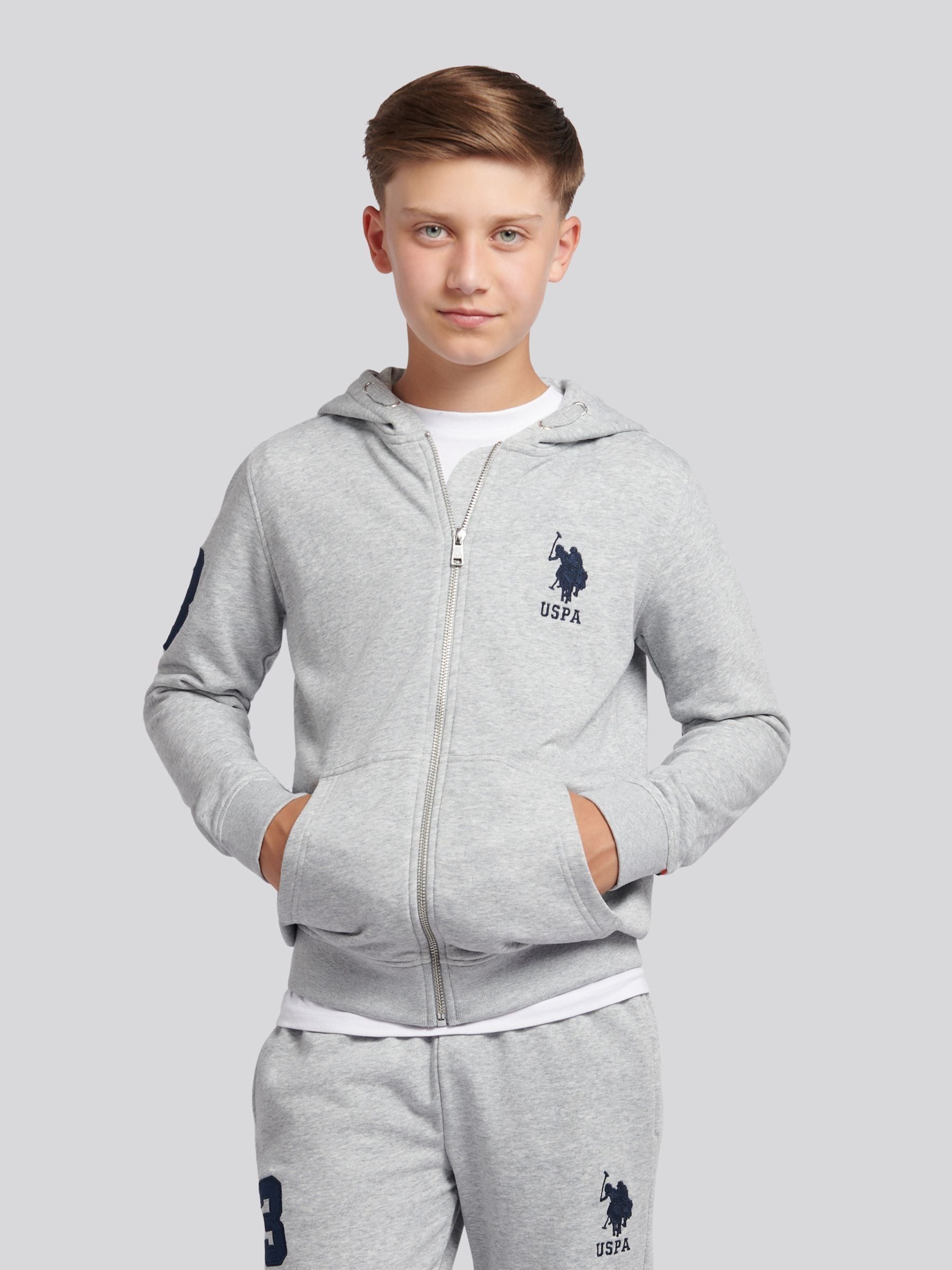 Dsiney Kidz - U.S. Polo Assn. Grey Boys Player 3 Zip Hoodie image 1