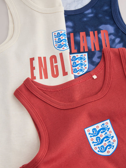 Dsiney Kidz - Red/White/Navy England FA Vests 3 Pack (2-14yrs) image 6