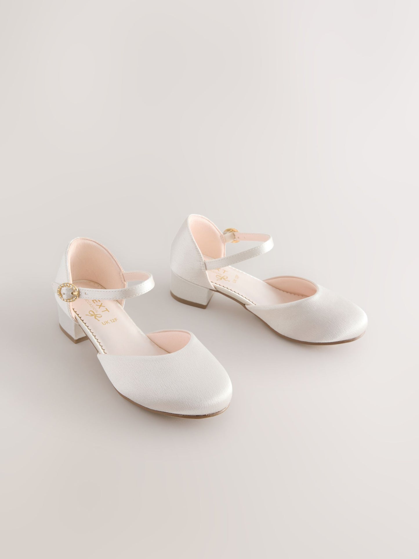 Ivory Stain Resistant Satin Wide Fit (G) Two Part Heeled Shoes image 1