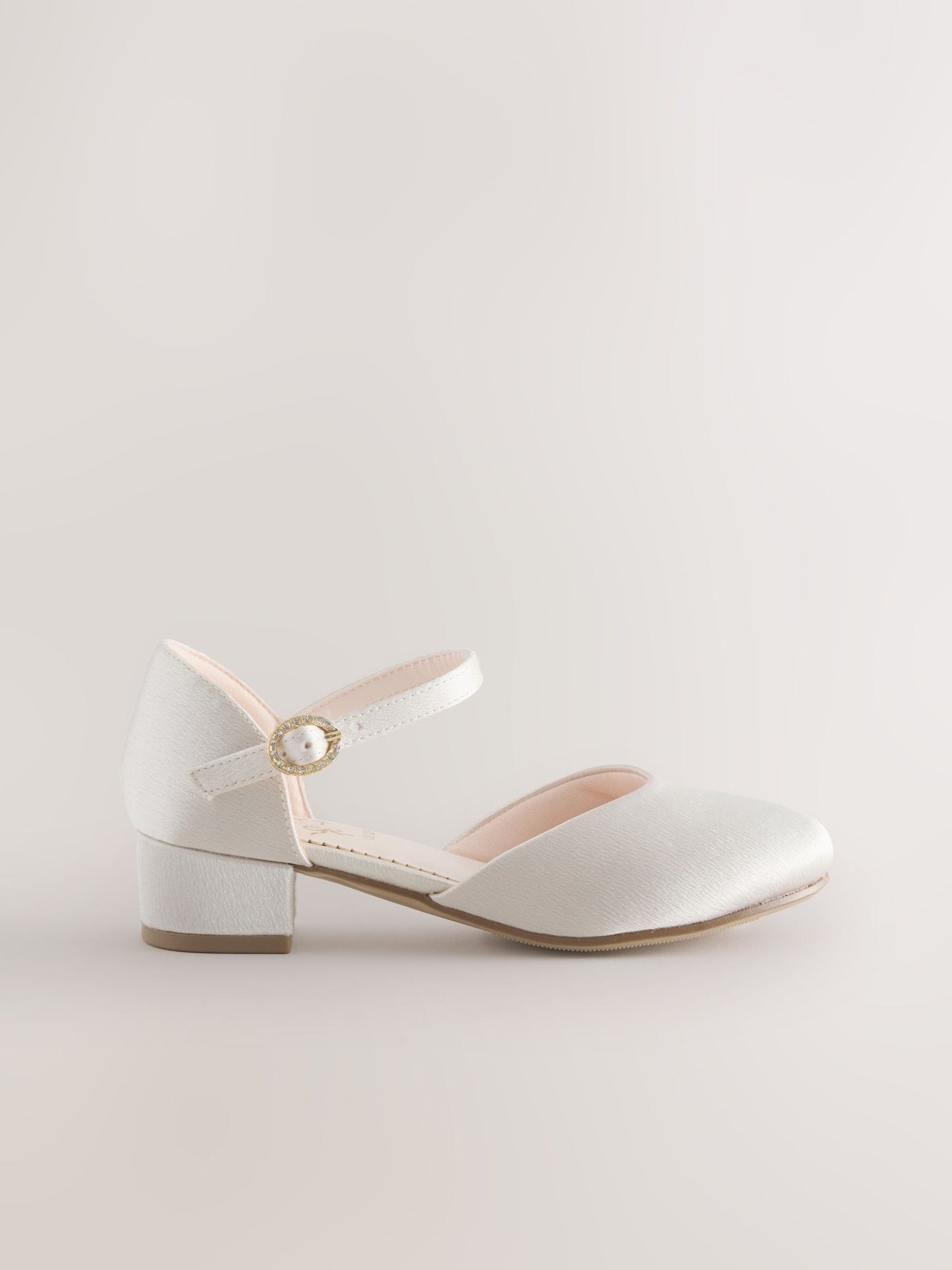 Ivory Stain Resistant Satin Wide Fit (G) Two Part Heeled Shoes image 2