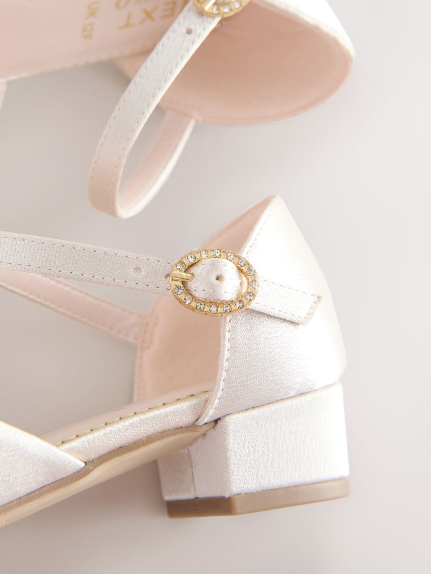 Ivory Stain Resistant Satin Wide Fit (G) Two Part Heeled Shoes image 3
