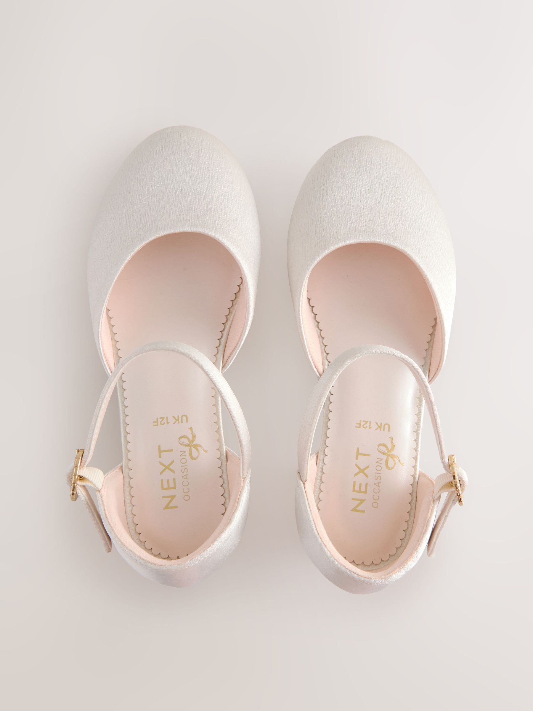 Ivory Stain Resistant Satin Wide Fit (G) Two Part Heeled Shoes image 4