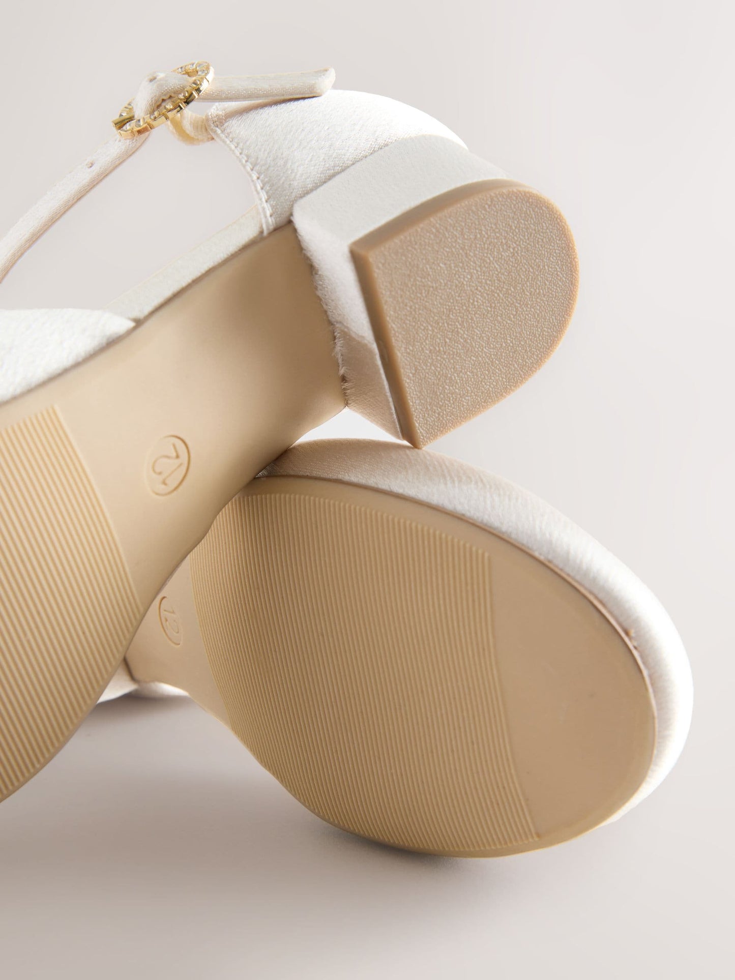 Ivory Stain Resistant Satin Wide Fit (G) Two Part Heeled Shoes image 5