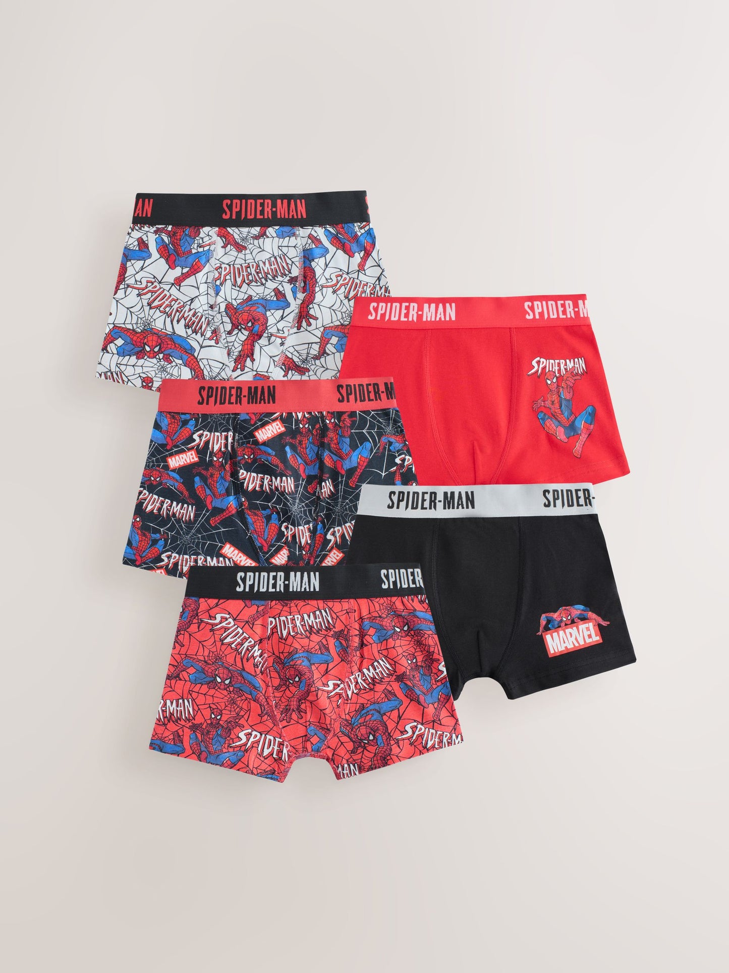 Dsiney Kidz - Red/Black Spiderman Trunks 5 Pack (2-14yrs) image 1