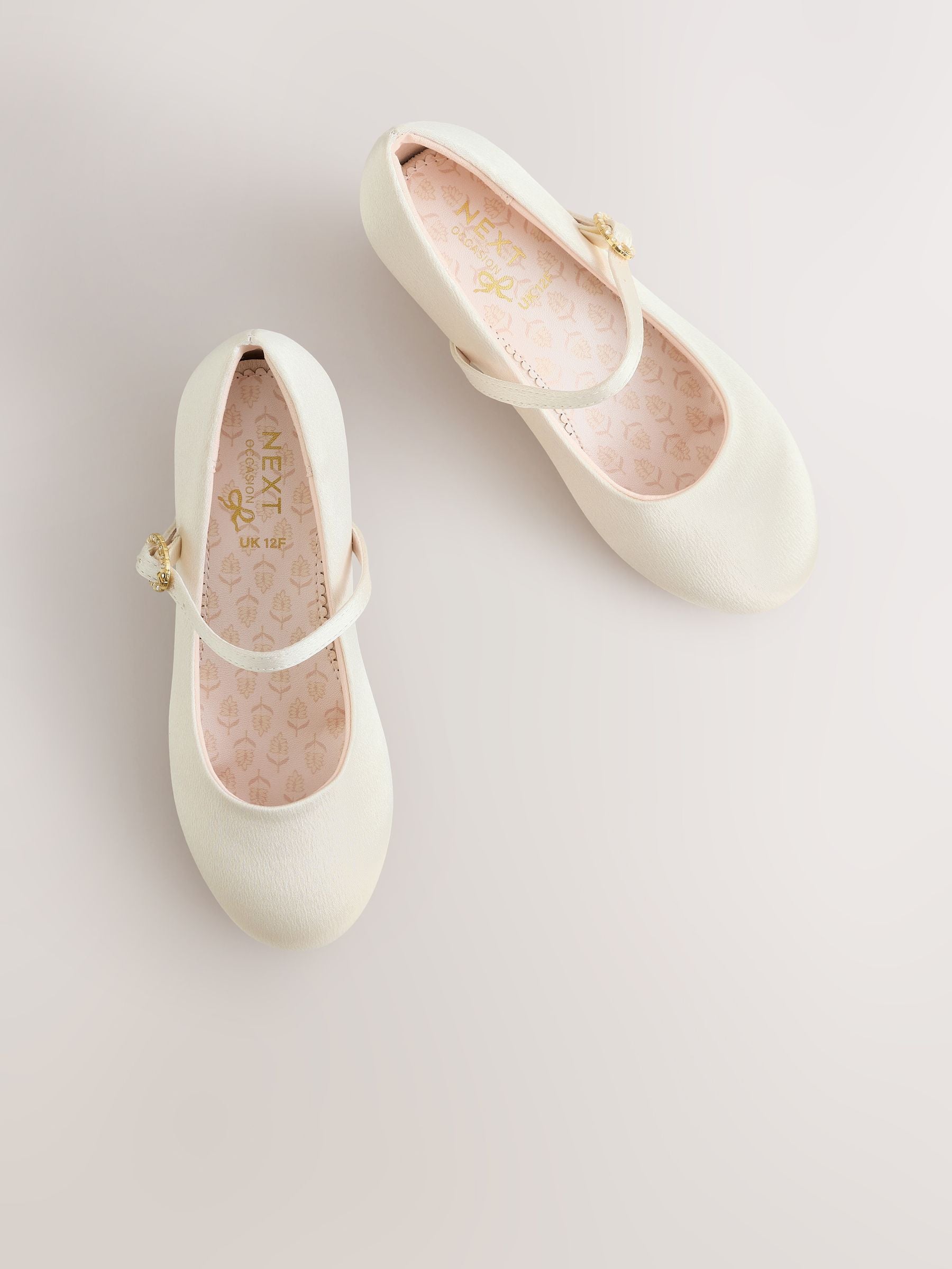 Ivory Wide Fit (G) Stain Resistant Satin Mary Jane Flower Girl Heeled Shoes image 6