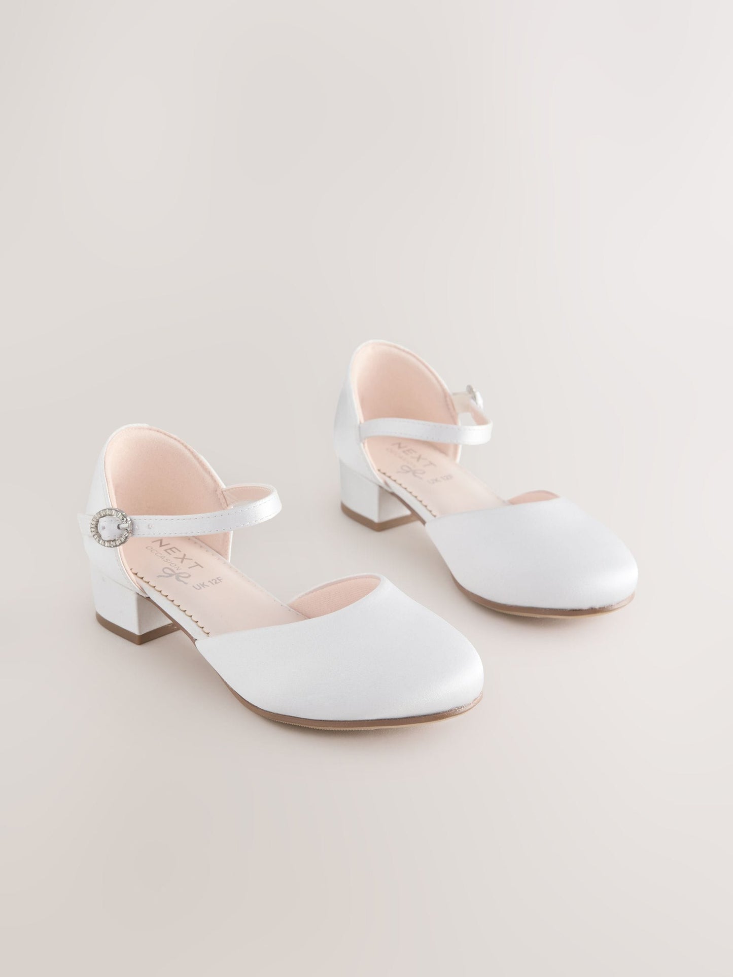 White Stain Resistant Satin Wide Fit (G) Two Part Heeled Shoes image 1