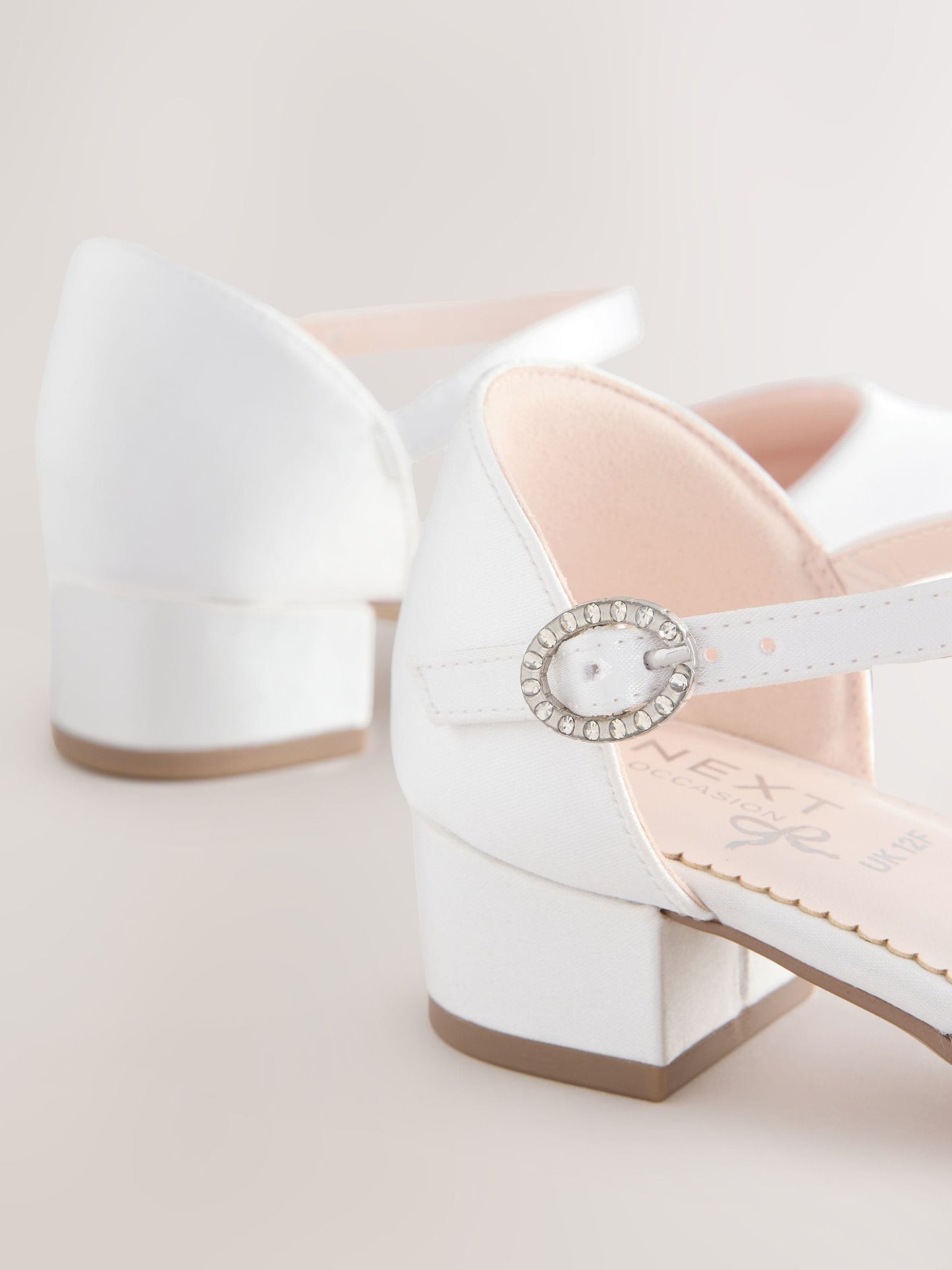 White Stain Resistant Satin Wide Fit (G) Two Part Heeled Shoes image 4