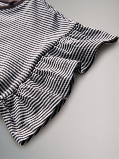 The Set Short Frill Sleeve Drop Waist Jersey Dresses 3 Pack Black/Brown Stripe/Red image 6