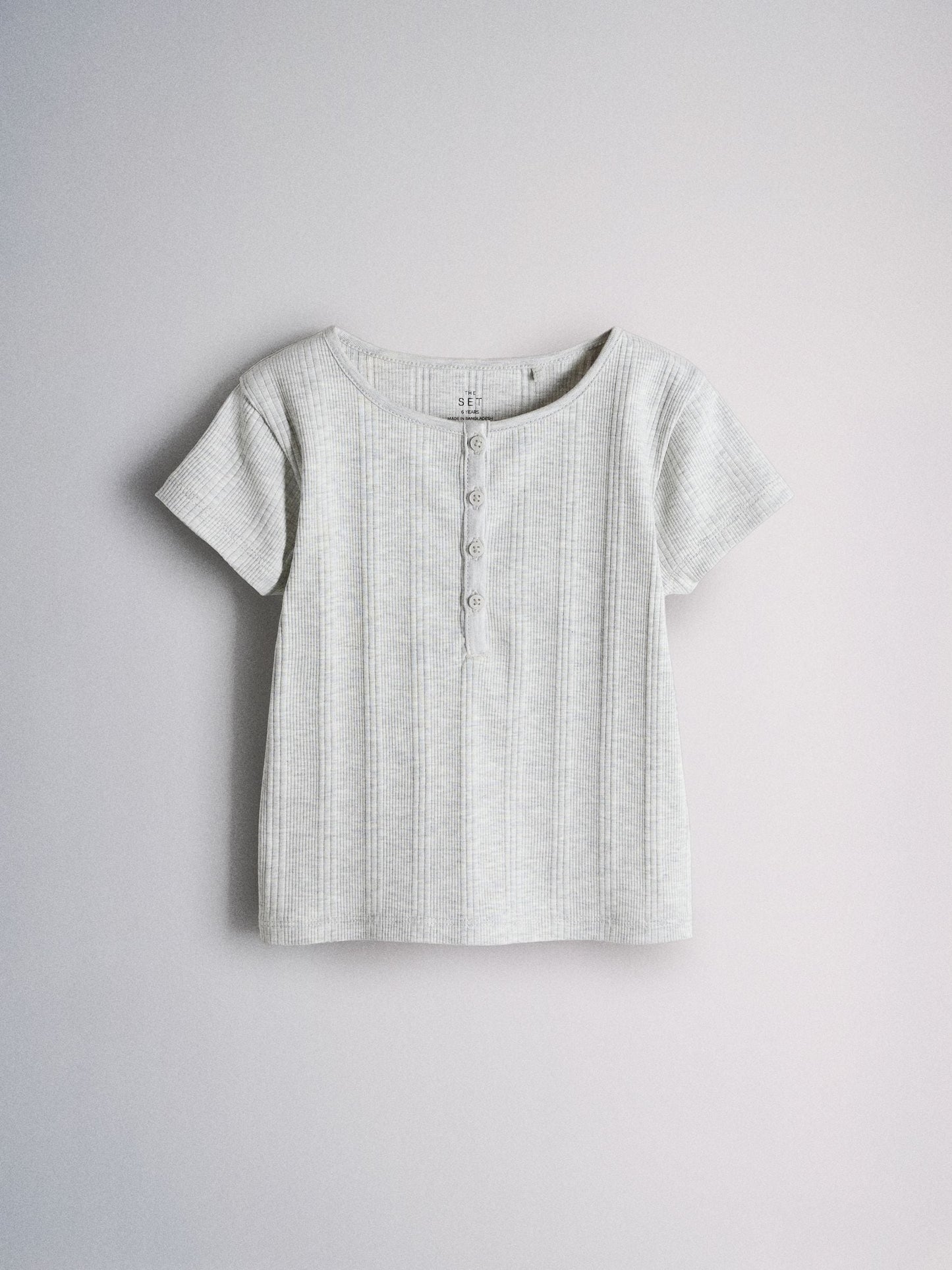 Dsiney Kidz - The Set Short Sleeve Rib Henley Cotton T-Shirts 2 Pack Grey/White image 6