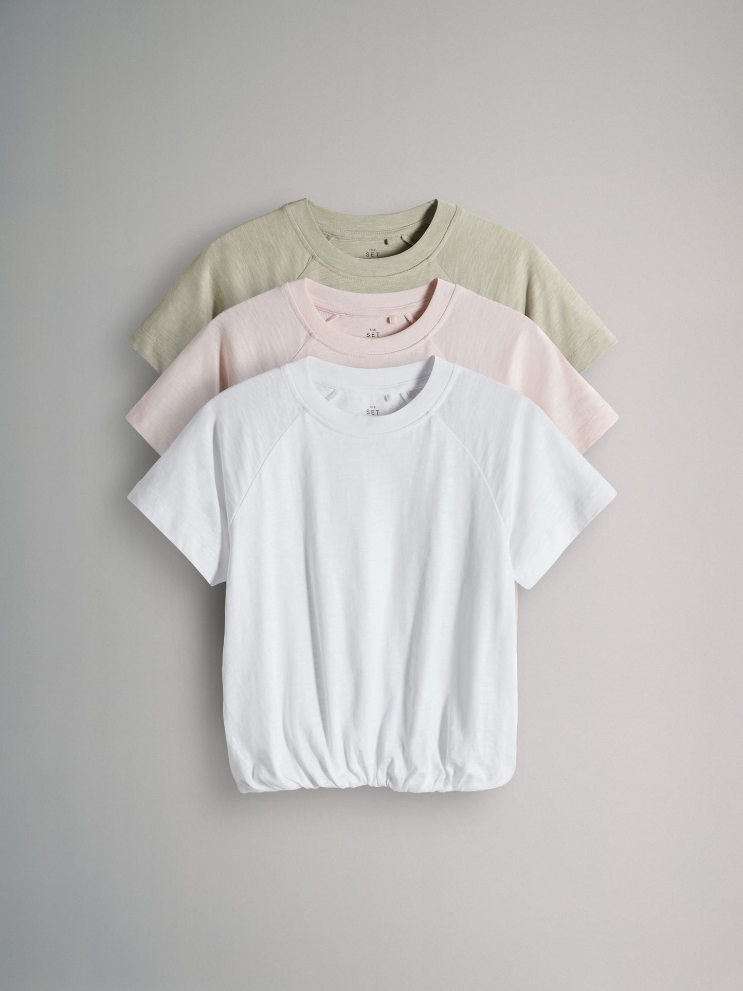Dsiney Kidz - The Set 3 Pack Puffball Hem Cotton Jersey T-Shirts Pink/Khaki image 1