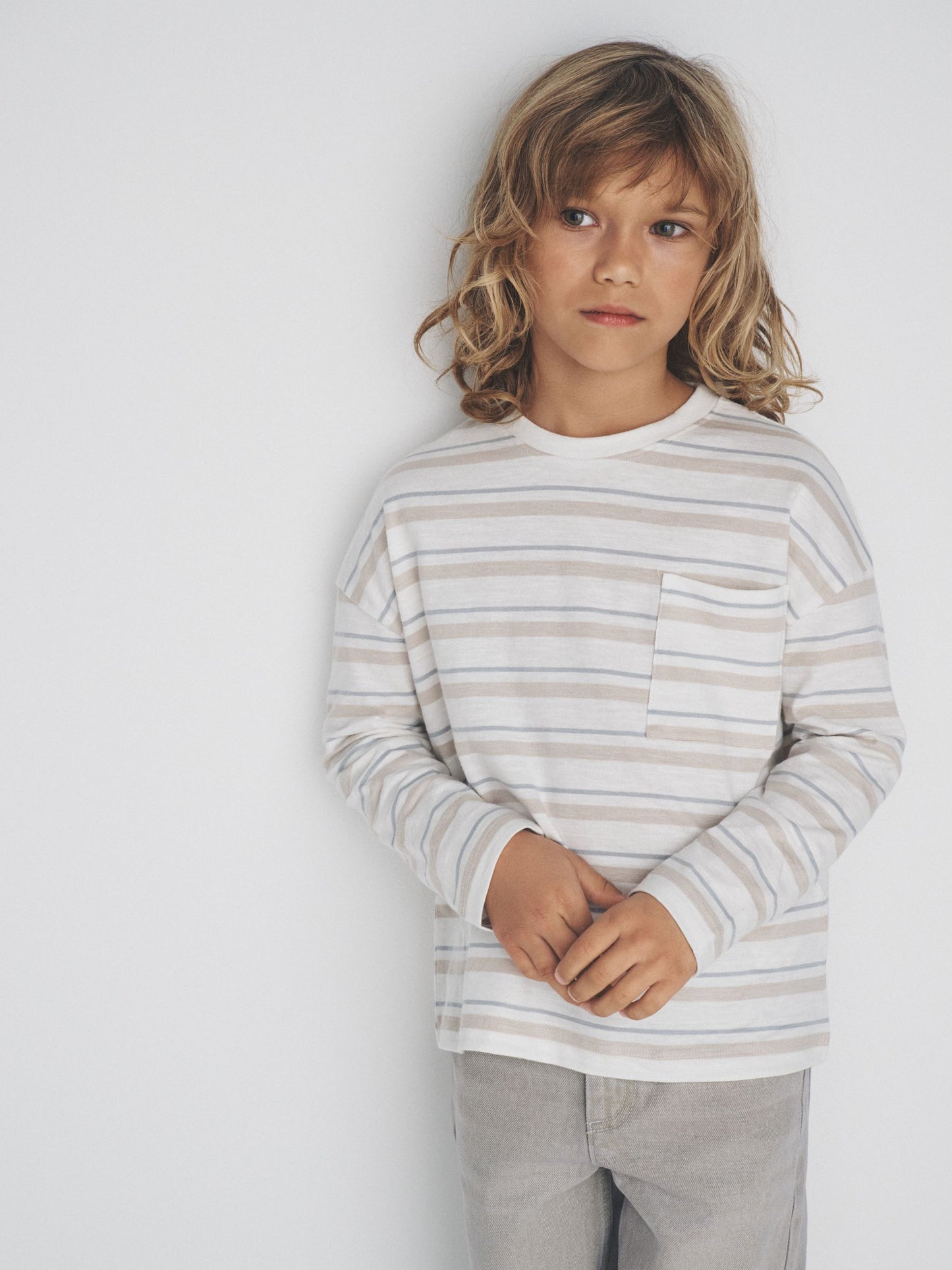 Dsiney Kidz - The Set 4 Pack Long Sleeve Cotton Slub T-Shirts Brown/Cream/Green/Yellow image 3