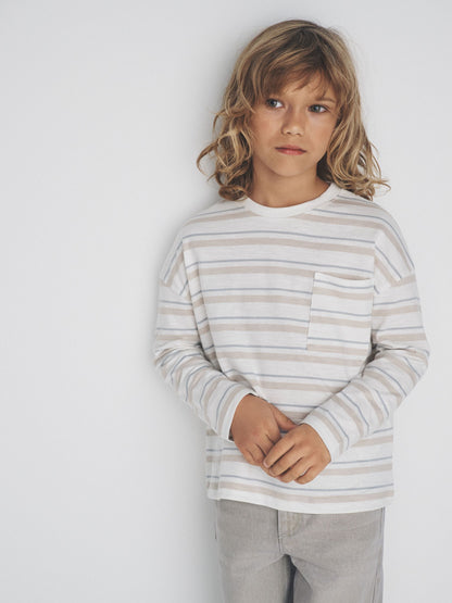 Dsiney Kidz - The Set 4 Pack Long Sleeve Cotton Slub T-Shirts Brown/Cream/Green/Yellow image 3