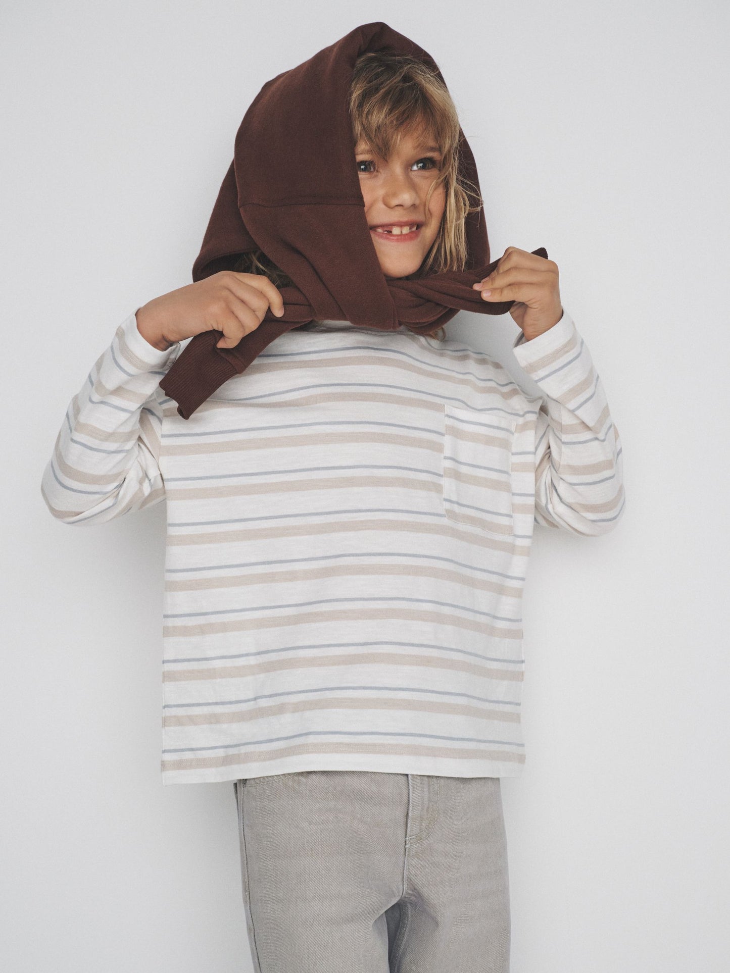 Dsiney Kidz - The Set 4 Pack Long Sleeve Cotton Slub T-Shirts Brown/Cream/Green/Yellow image 4