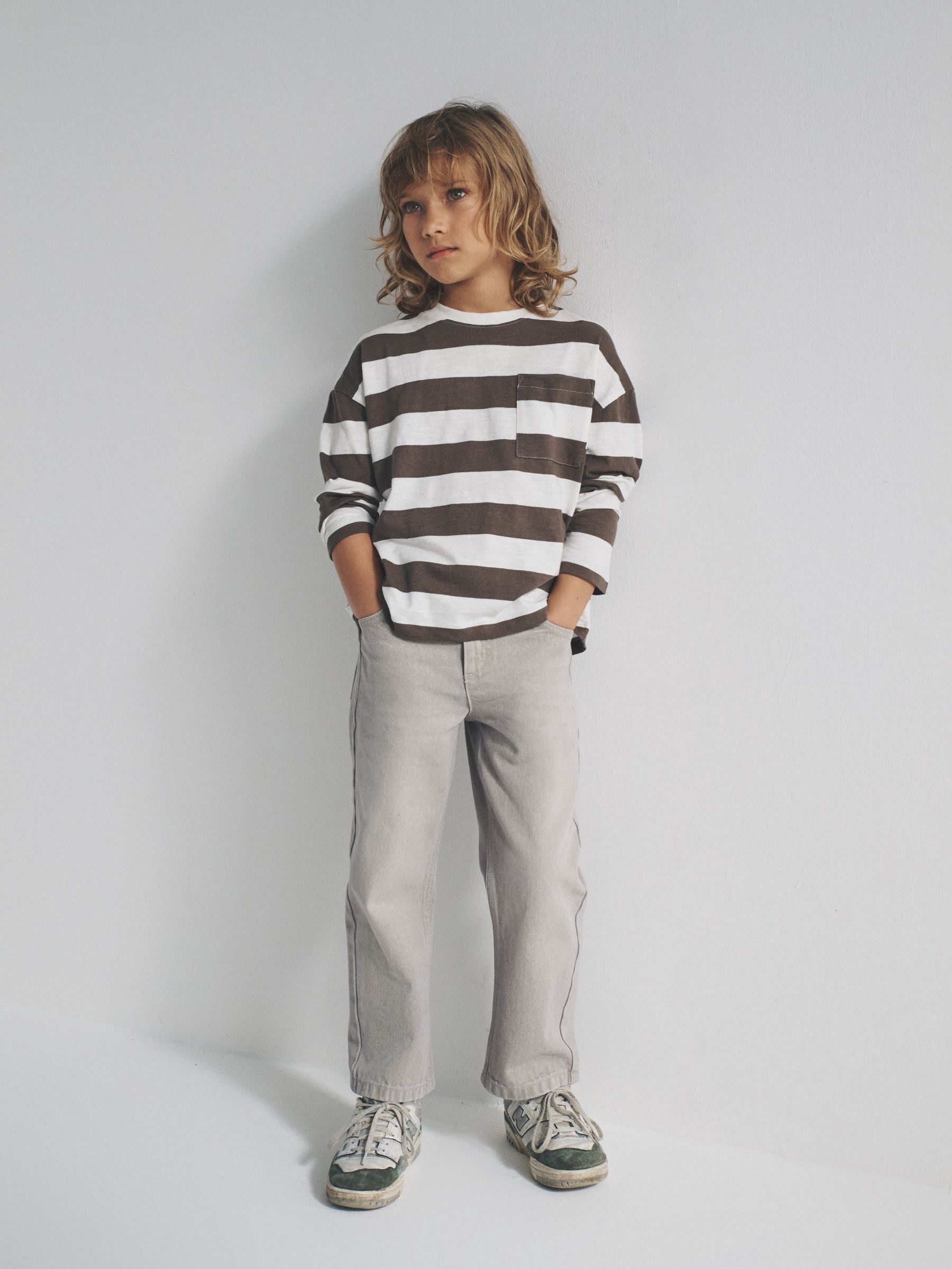 Dsiney Kidz - The Set 4 Pack Long Sleeve Cotton Slub T-Shirts Brown/Cream/Green/Yellow image 5