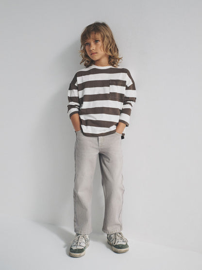 Dsiney Kidz - The Set 4 Pack Long Sleeve Cotton Slub T-Shirts Brown/Cream/Green/Yellow image 5