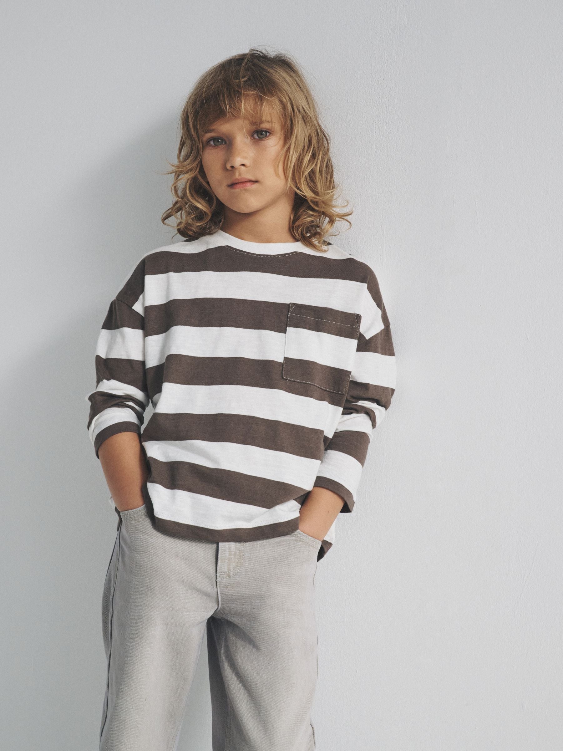 Dsiney Kidz - The Set 4 Pack Long Sleeve Cotton Slub T-Shirts Brown/Cream/Green/Yellow image 6