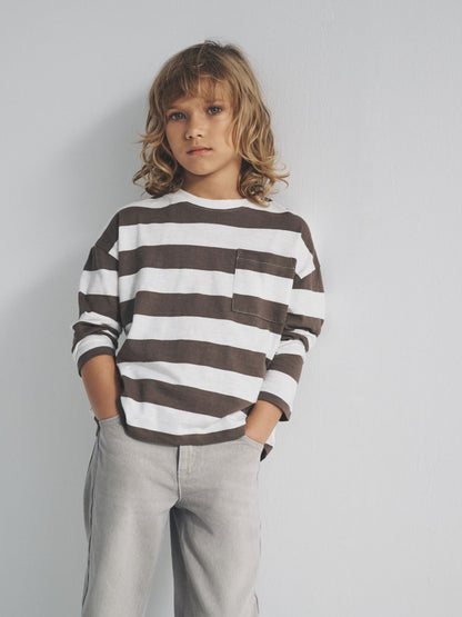 Dsiney Kidz - The Set 4 Pack Long Sleeve Cotton Slub T-Shirts Brown/Cream/Green/Yellow image 6