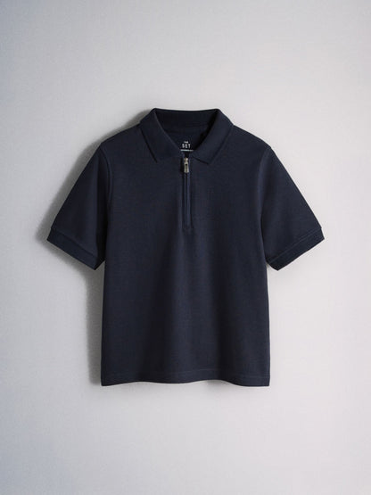 Dsiney Kidz - The Set 4 Pack Textured Jersey Zip Neck Short Sleeve Polos Blue/Ecru/Brown image 3