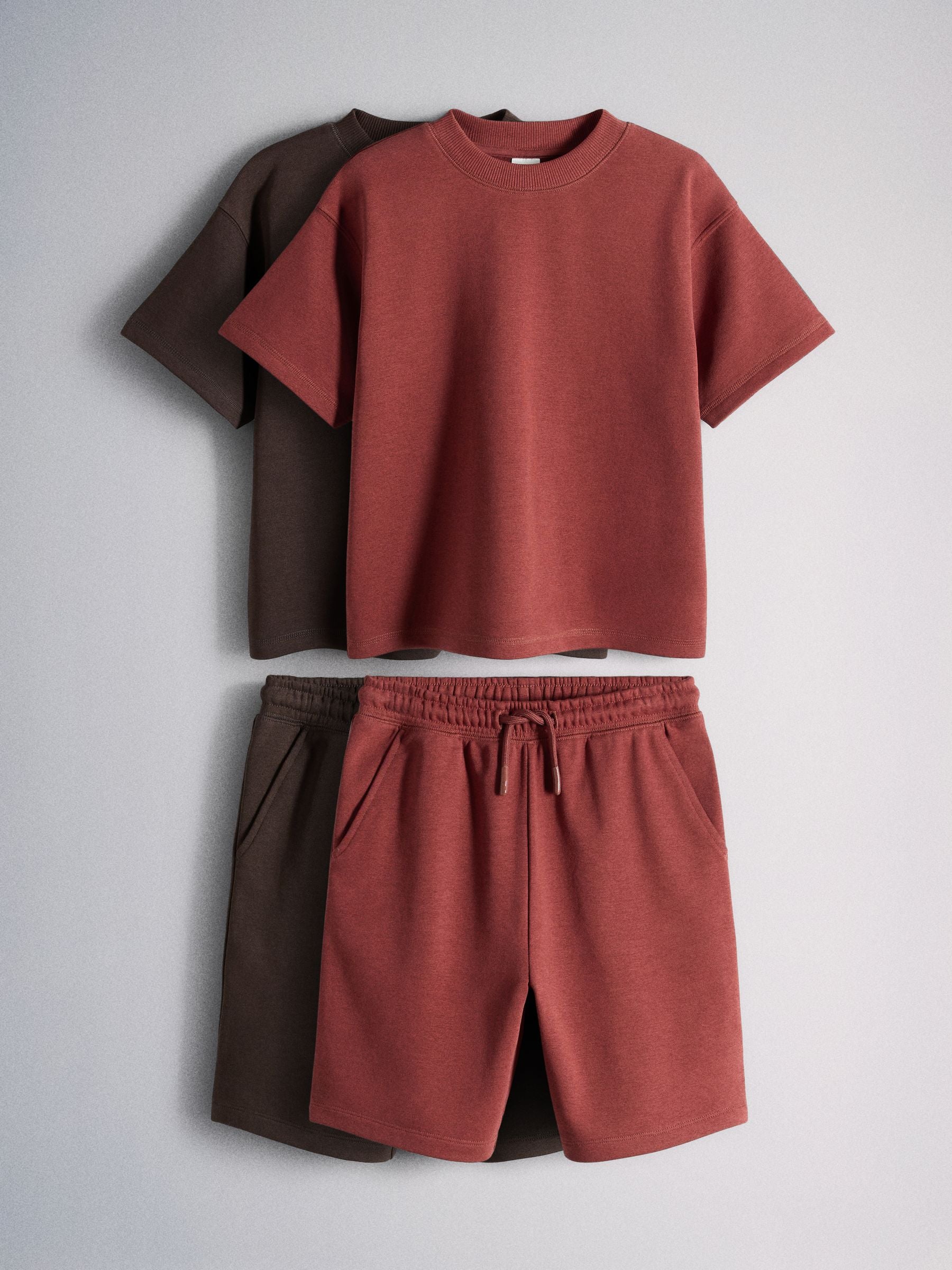 Dsiney Kidz - The Set 2 Pack Cotton Jersey Short Sleeve T-Shirt and Short Sets Brown/Red image 1