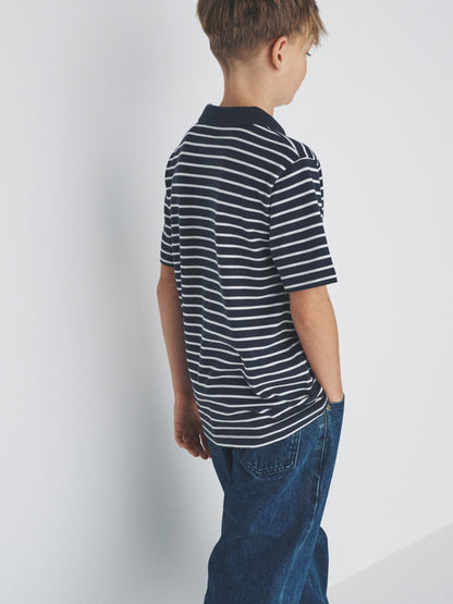 Dsiney Kidz - The Set 5 Pack Cotton Pique Polo Shirts Navy/Stripe/Light Blue/White image 4