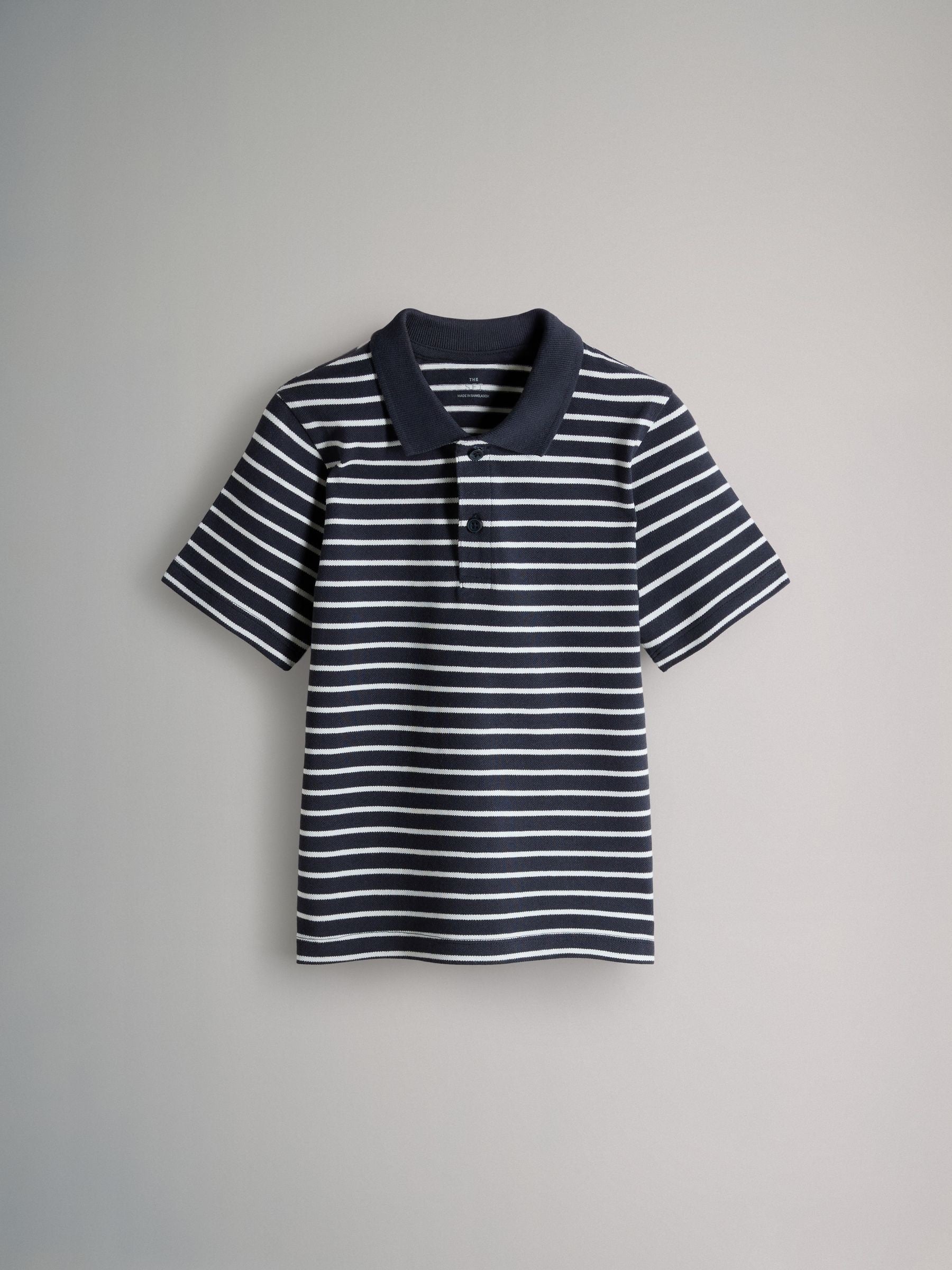 Dsiney Kidz - The Set 5 Pack Cotton Pique Polo Shirts Navy/Stripe/Light Blue/White image 9