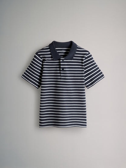 Dsiney Kidz - The Set 5 Pack Cotton Pique Polo Shirts Navy/Stripe/Light Blue/White image 9