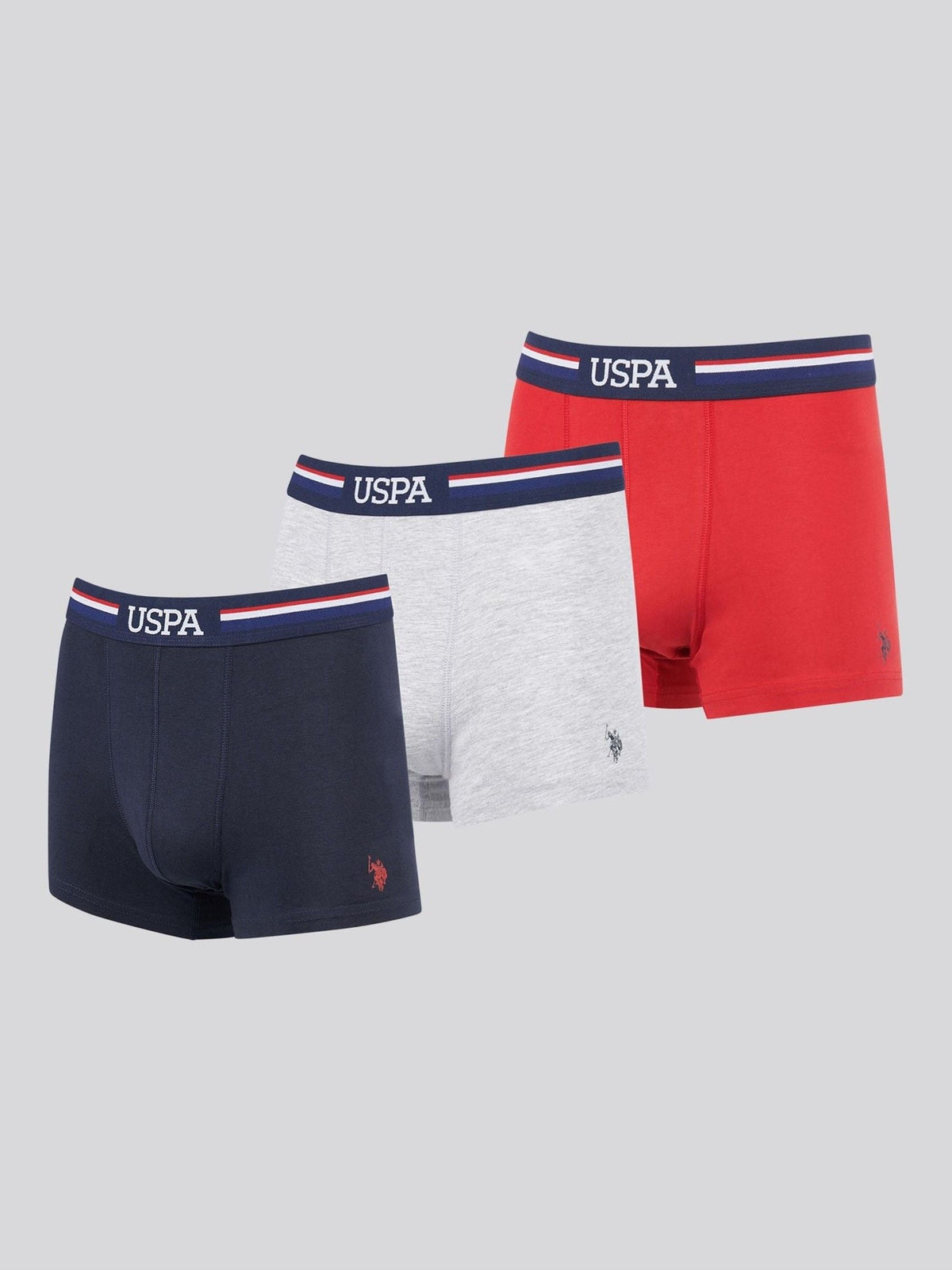Dsiney Kidz - U.S. Polo Assn. Red Mens Branded Stripe Boxer Shorts 3 Pack image 1