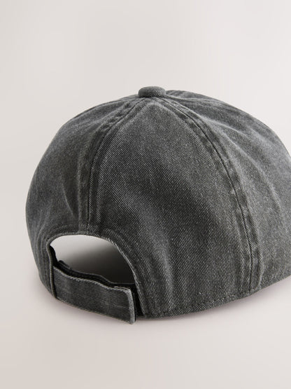 Washed Black Cotton Baseball Cap Hat (1-16yrs) image 2