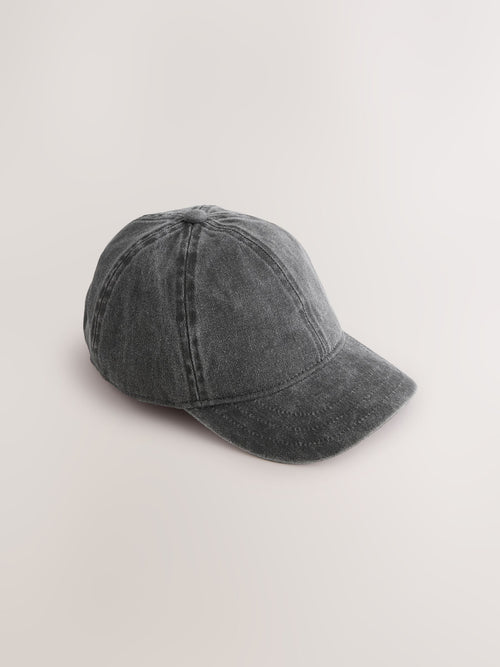 Washed Black Cotton Baseball Cap Hat (1-16yrs) image 1