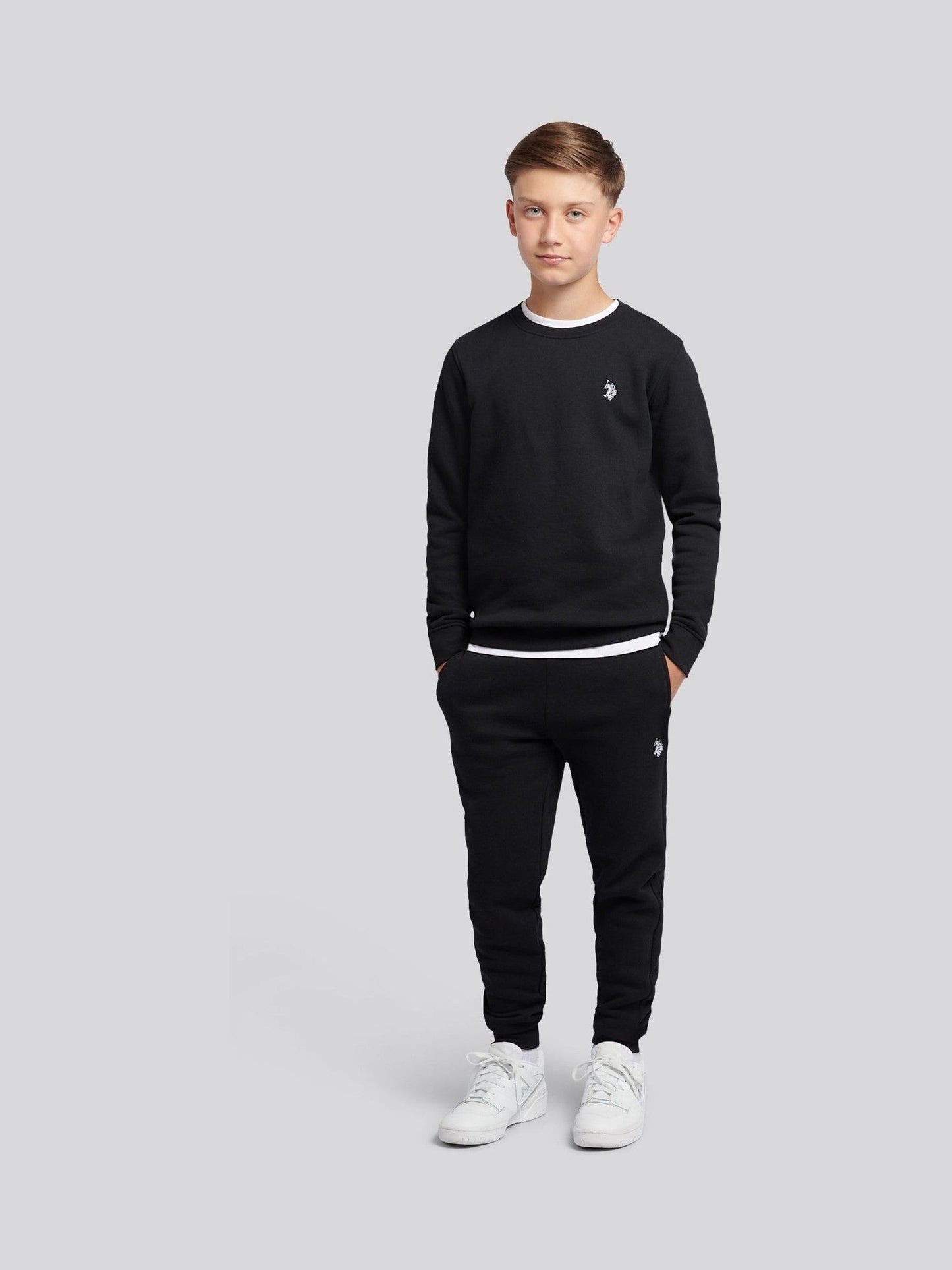 Dsiney Kidz - U.S. Polo Assn. Black Double Horsemen Crew Sweatshirt and Joggers Set image 1