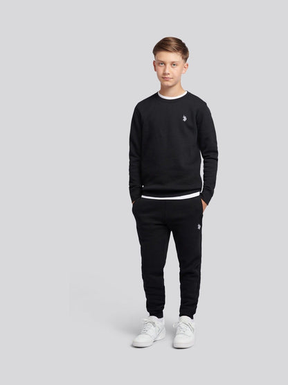 Dsiney Kidz - U.S. Polo Assn. Black Double Horsemen Crew Sweatshirt and Joggers Set image 1