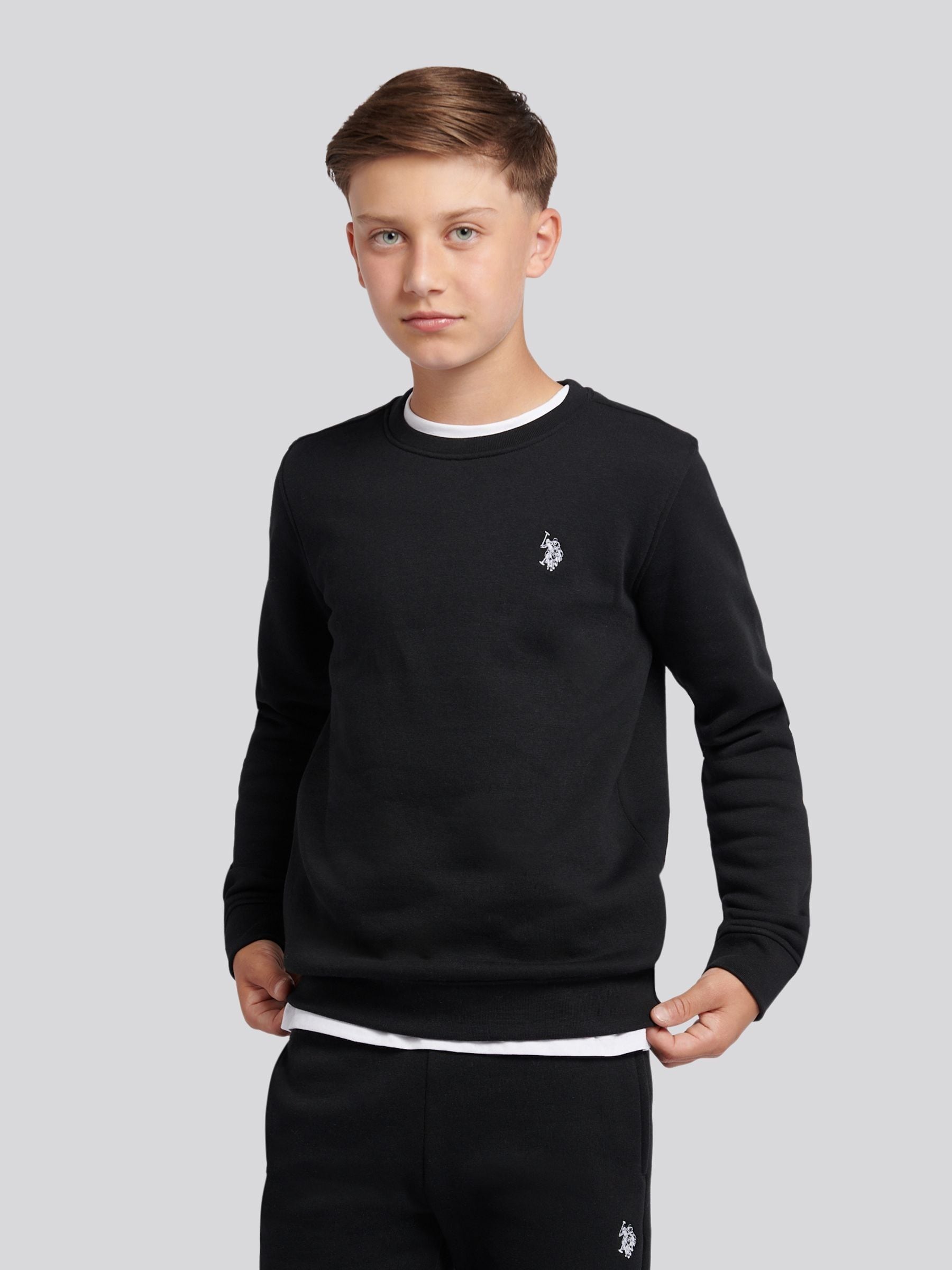 Dsiney Kidz - U.S. Polo Assn. Black Double Horsemen Crew Sweatshirt and Joggers Set image 3