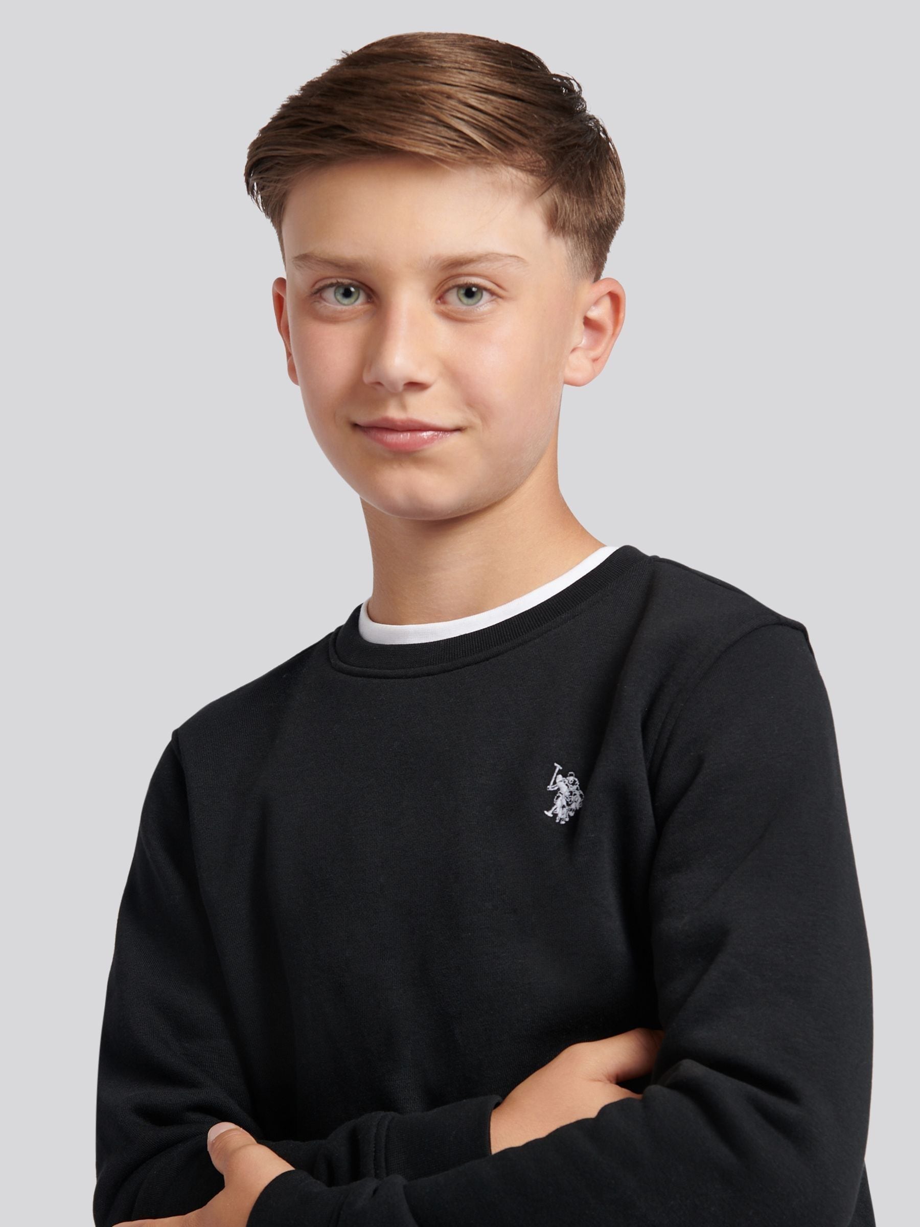 Dsiney Kidz - U.S. Polo Assn. Black Double Horsemen Crew Sweatshirt and Joggers Set image 5