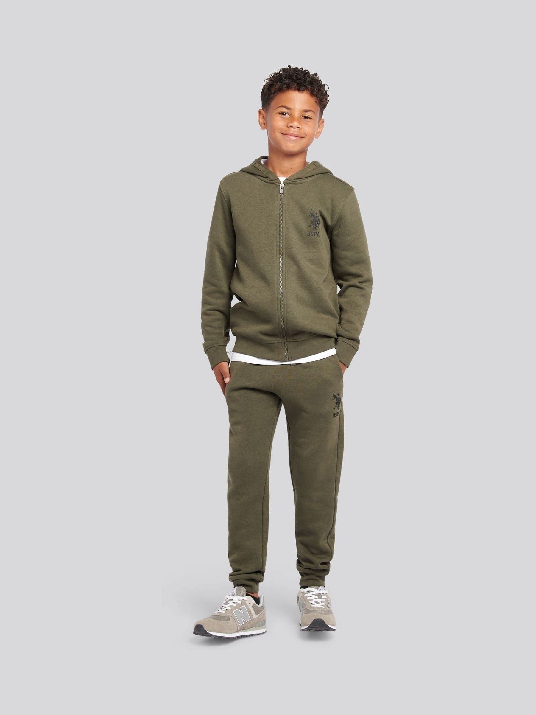 Dsiney Kidz - U.S. Polo Assn. Green Boys Player 3 Zip Hoodie and Joggers Set image 1