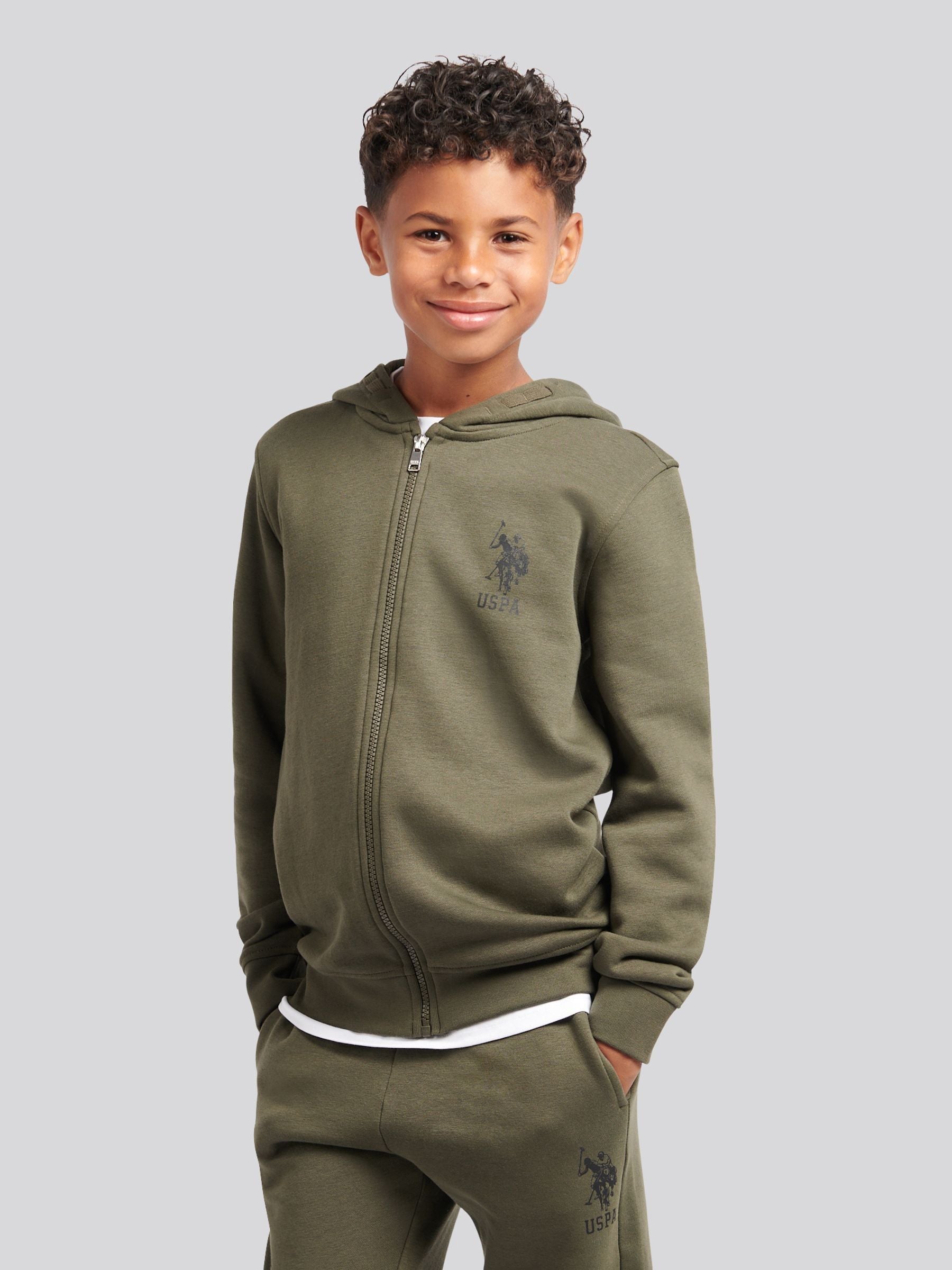 Dsiney Kidz - U.S. Polo Assn. Green Boys Player 3 Zip Hoodie and Joggers Set image 3