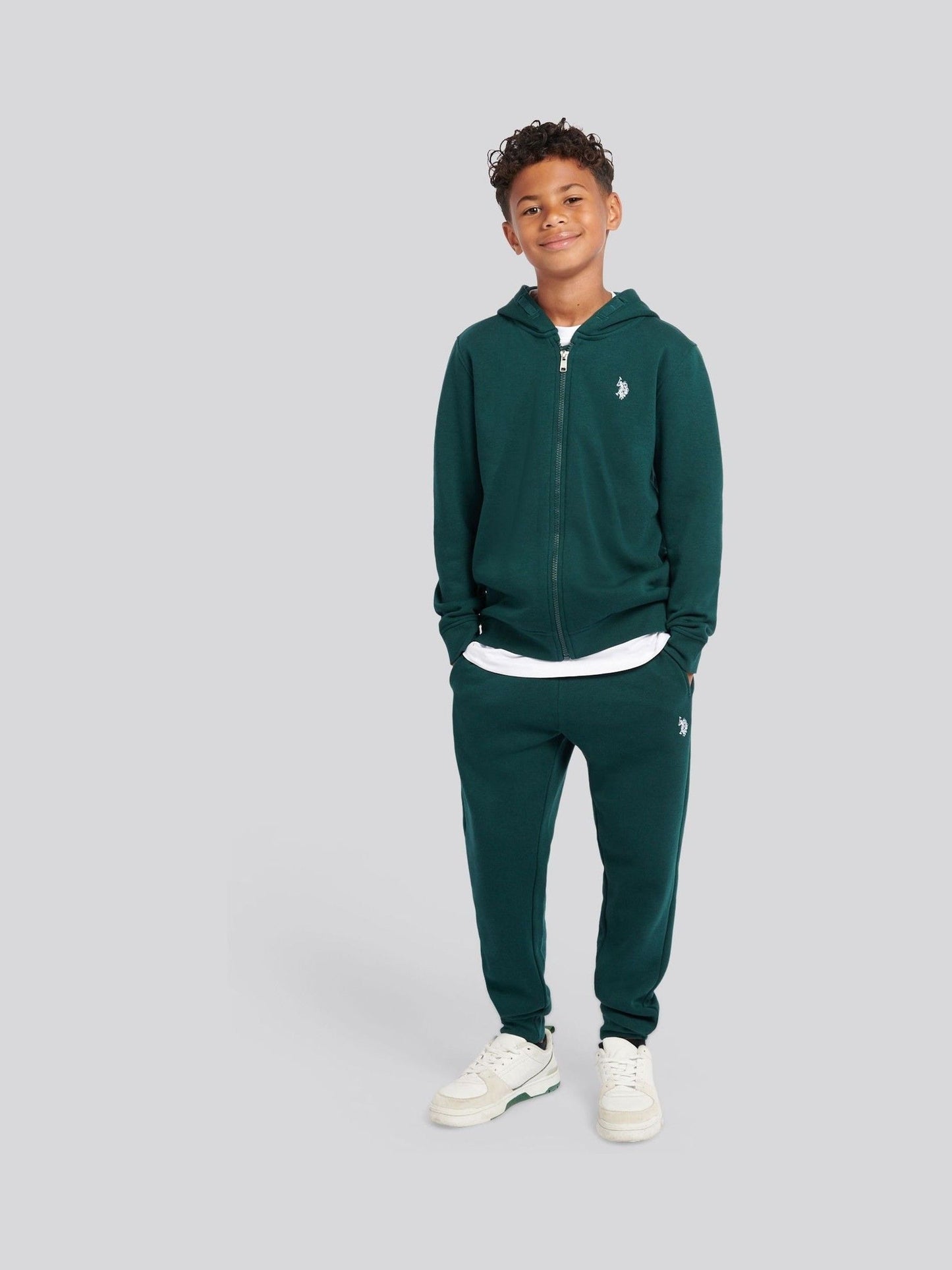 Dsiney Kidz - U.S. Polo Assn. Green Double Horsemen Zip Hoodie and Joggers Set image 1