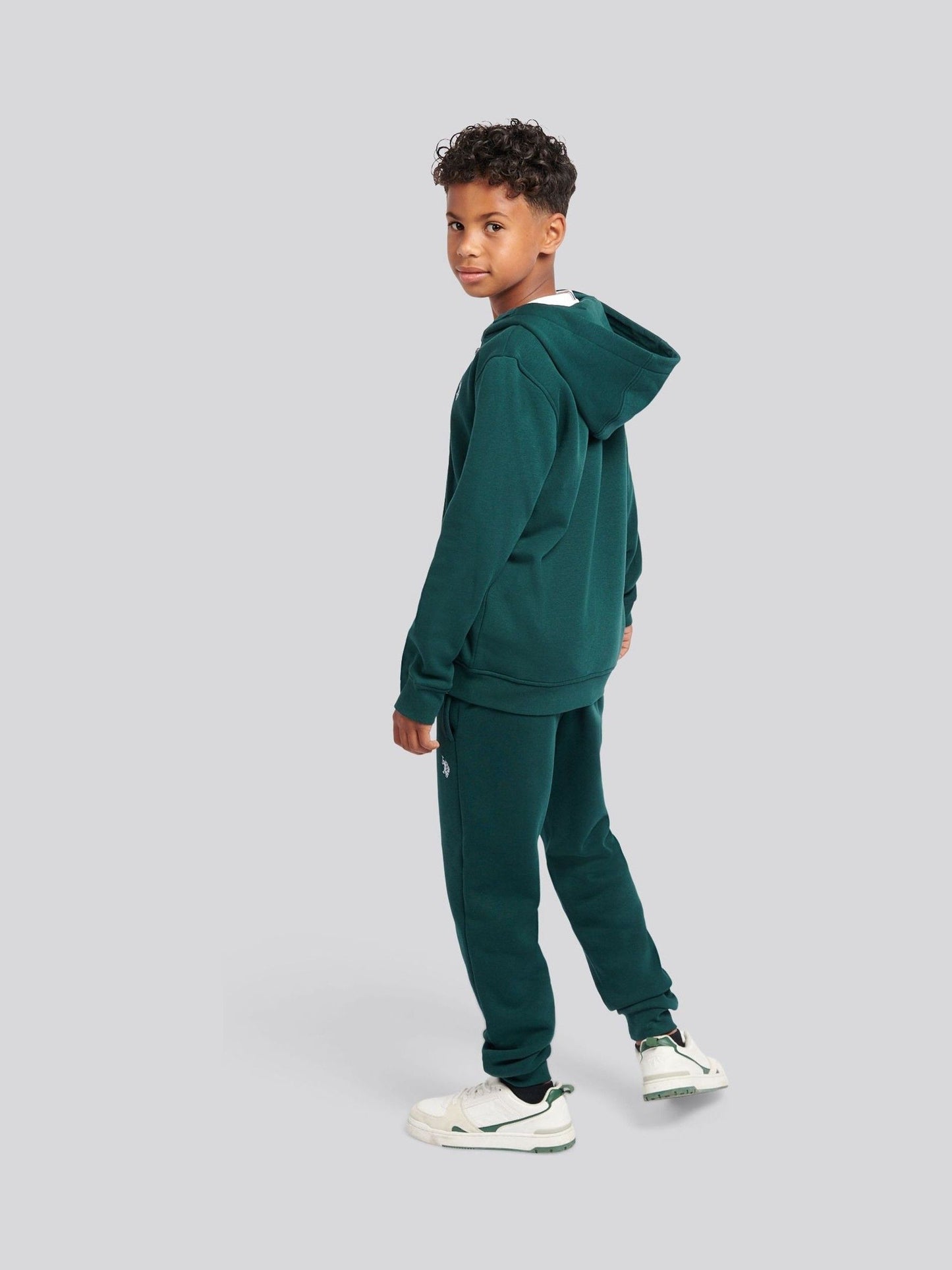 Dsiney Kidz - U.S. Polo Assn. Green Double Horsemen Zip Hoodie and Joggers Set image 2