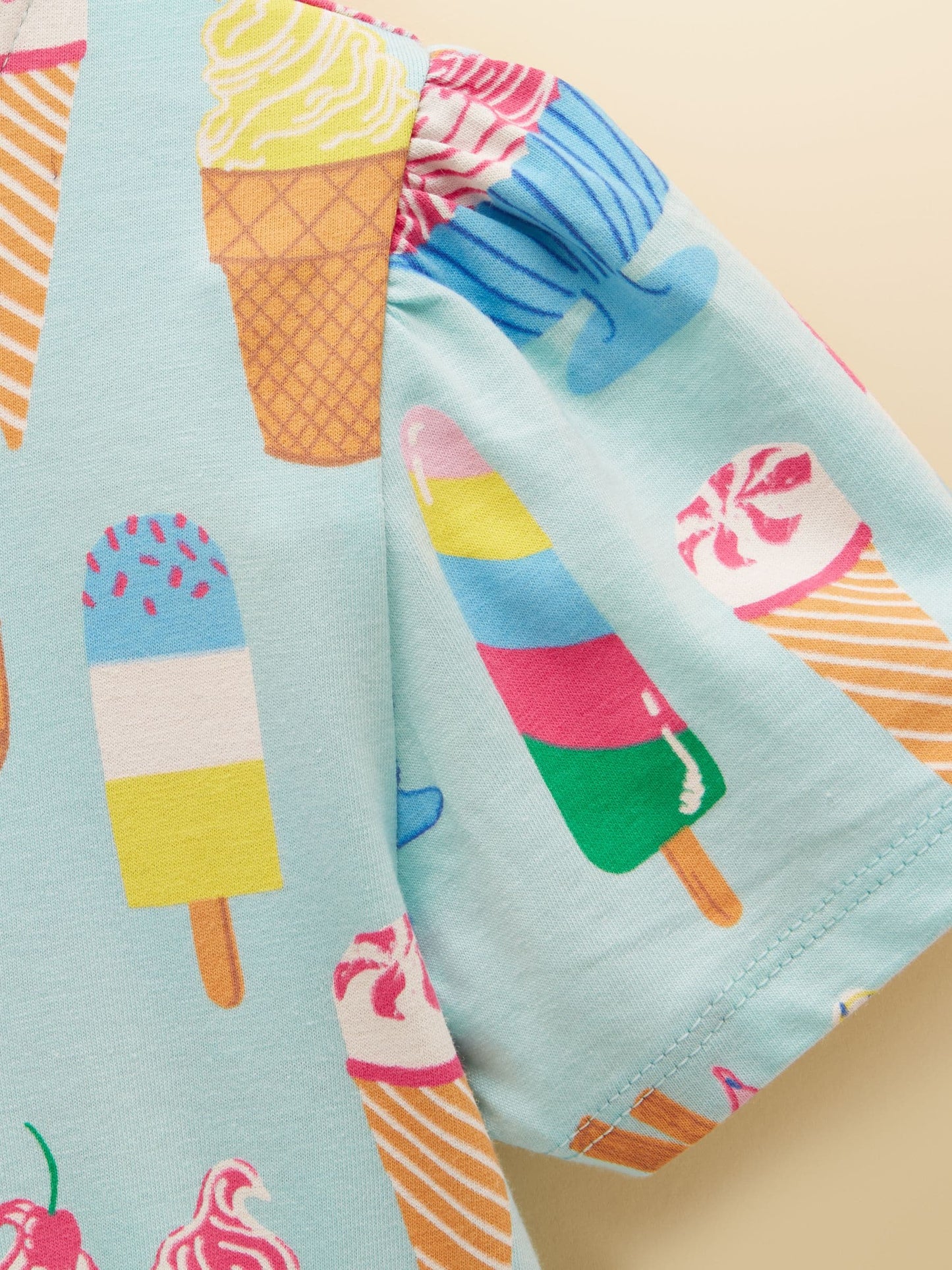 Joules Girls' Nellie Blue Ice Cream Short Sleeve Tiered Jersey Dress image 6