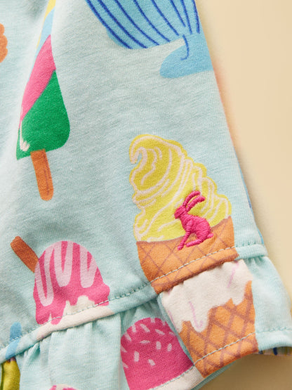 Joules Girls' Daisy Blue Jersey Frill Shorts image 3