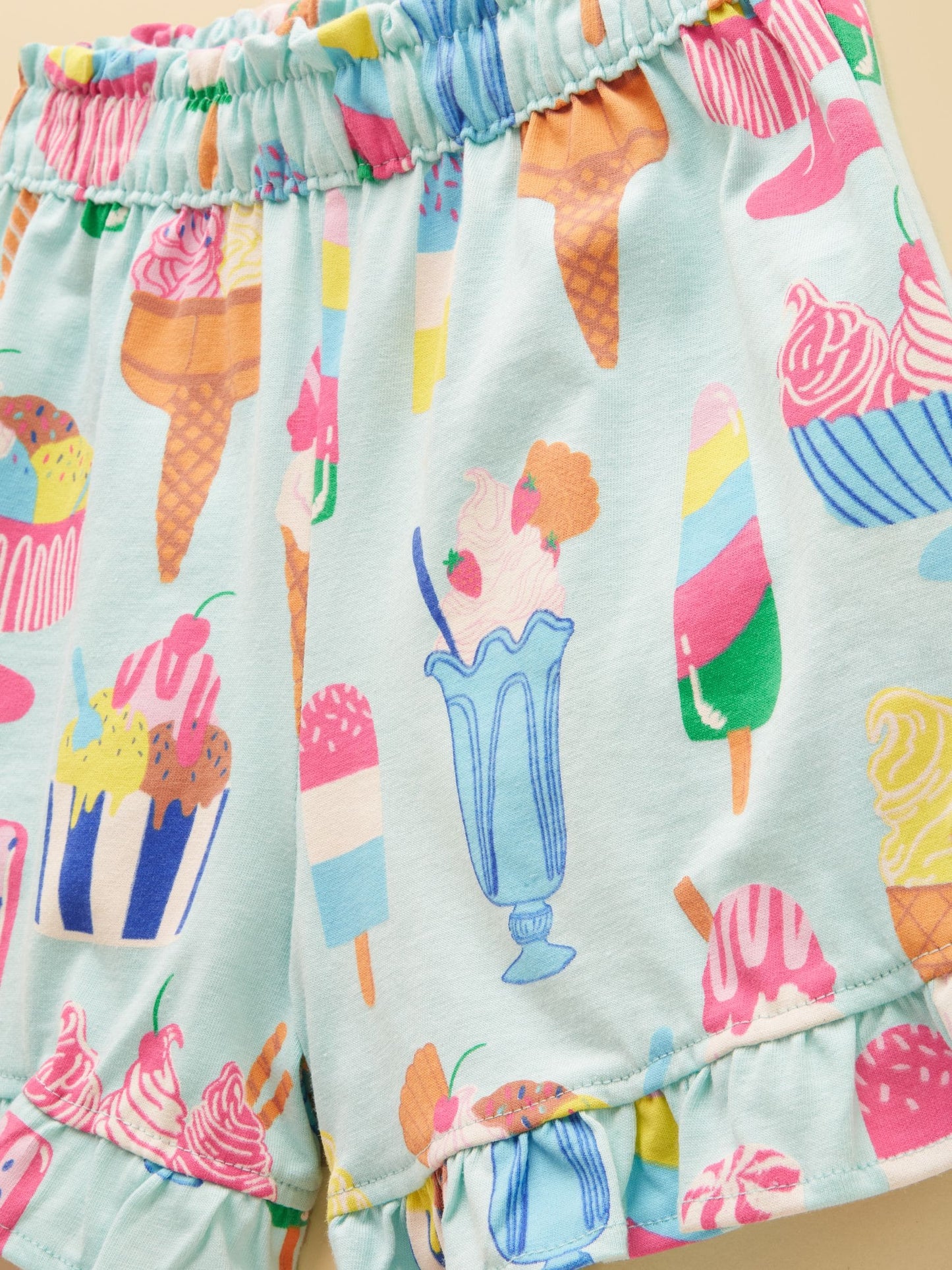 Joules Girls' Daisy Blue Jersey Frill Shorts image 4