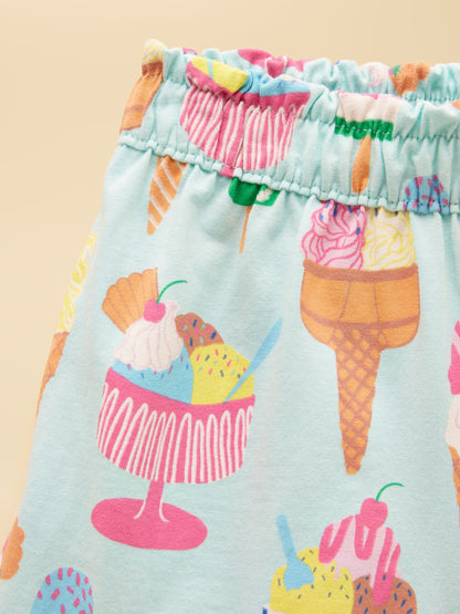 Joules Girls' Daisy Blue Jersey Frill Shorts image 5