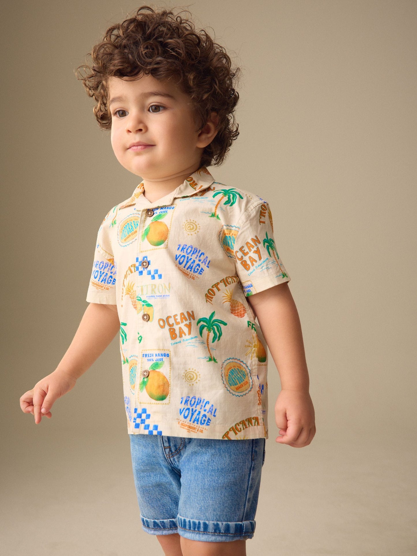 Dsiney Kidz - Ecru All Over Print Short Sleeve Revere Collar Printed Shirt (3mths-7yrs) image 2